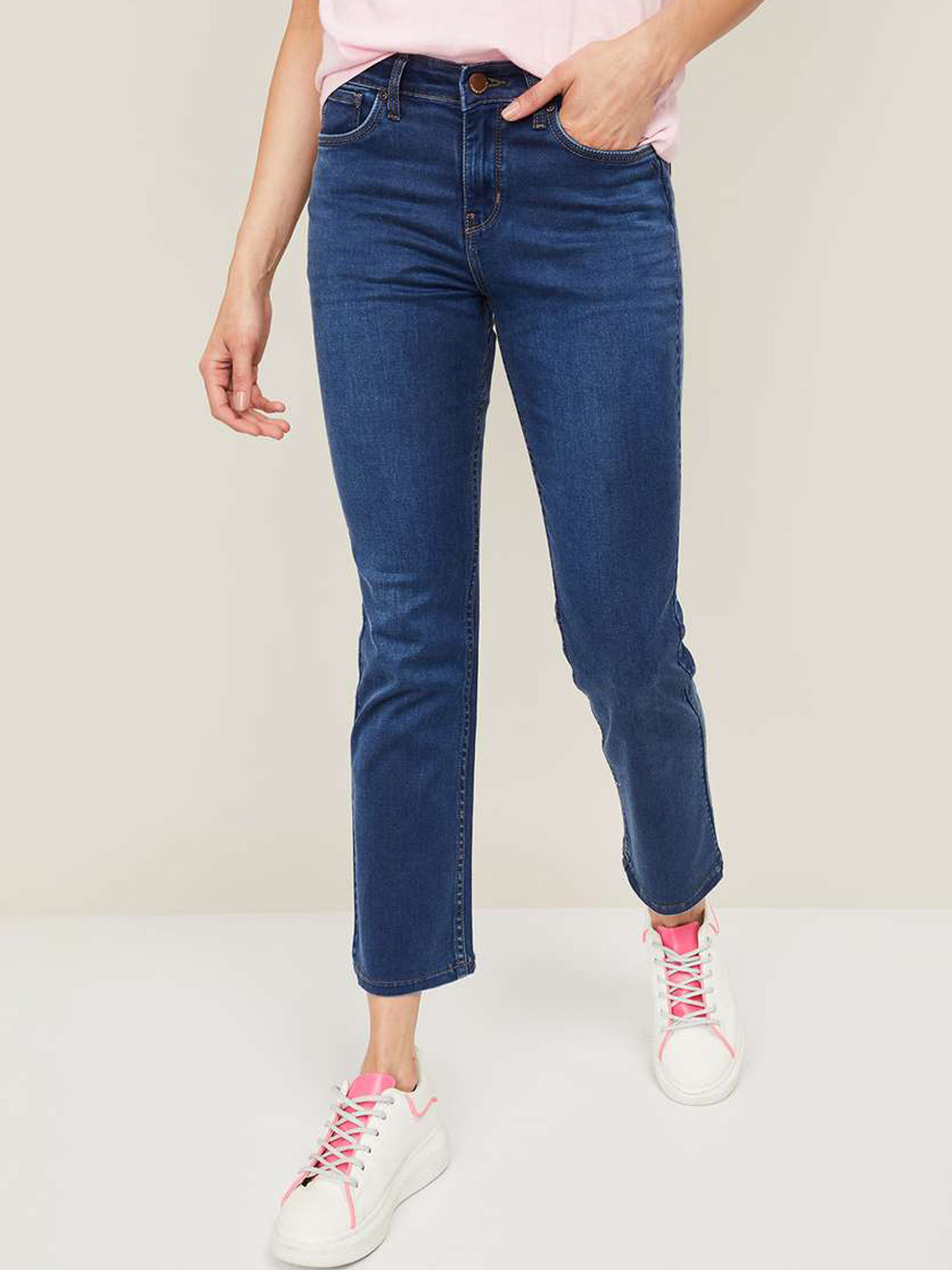 

Xpose Women Navy Blue Bootcut High-Rise Stretchable Jeans
