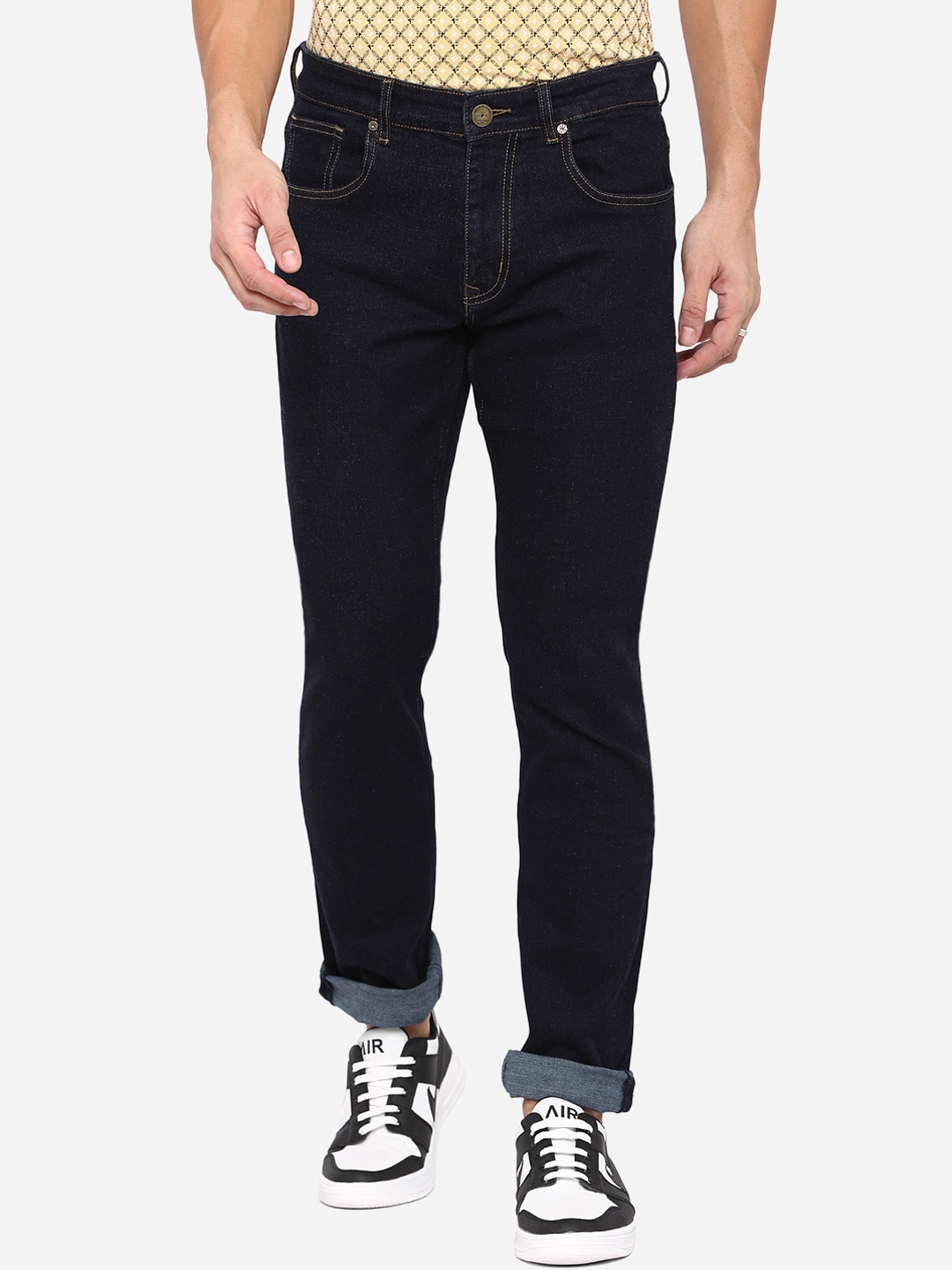 

JADE BLUE Men Blue Solid Straight Fit Stretchable Jeans, Navy blue