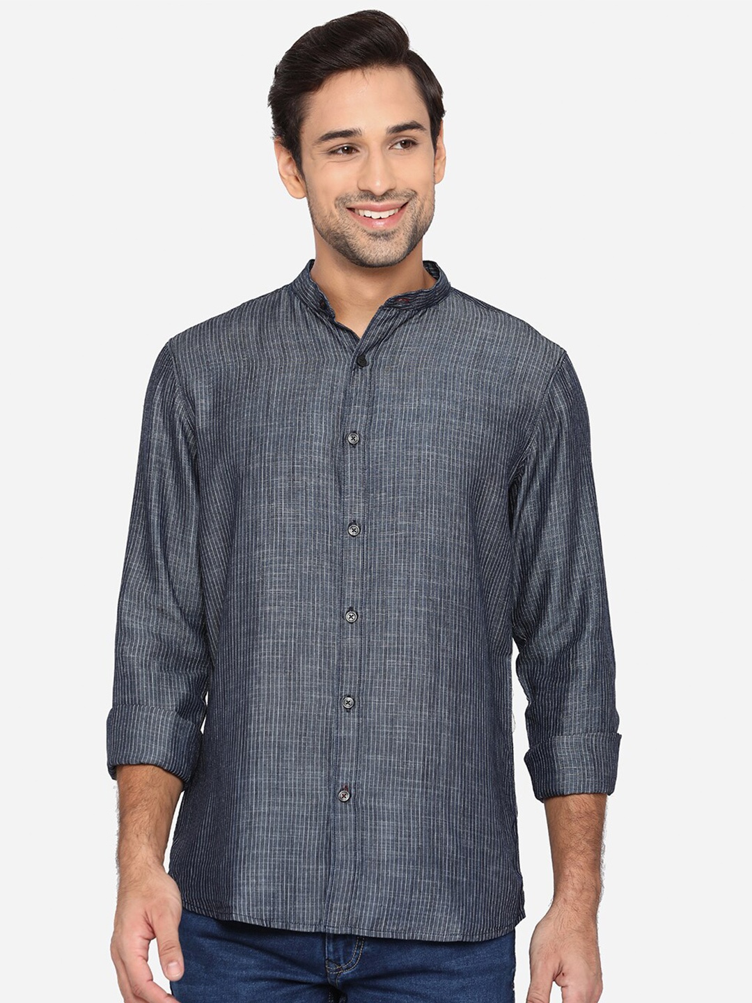 

JADE BLUE Men Grey Slim Fit Casual Shirt