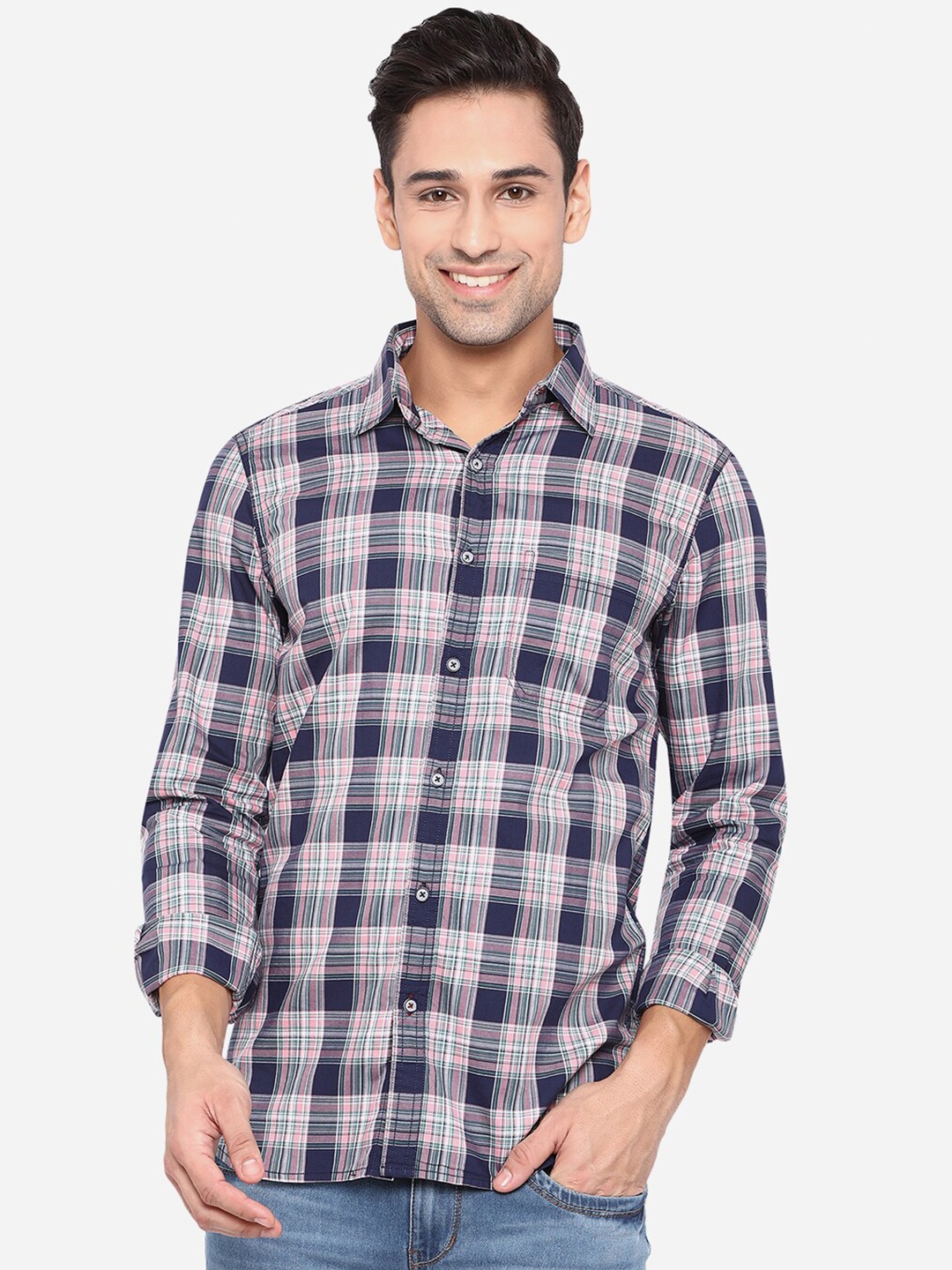 

JADE BLUE Men Multicoloured Slim Fit Checked Casual Shirt, Multi