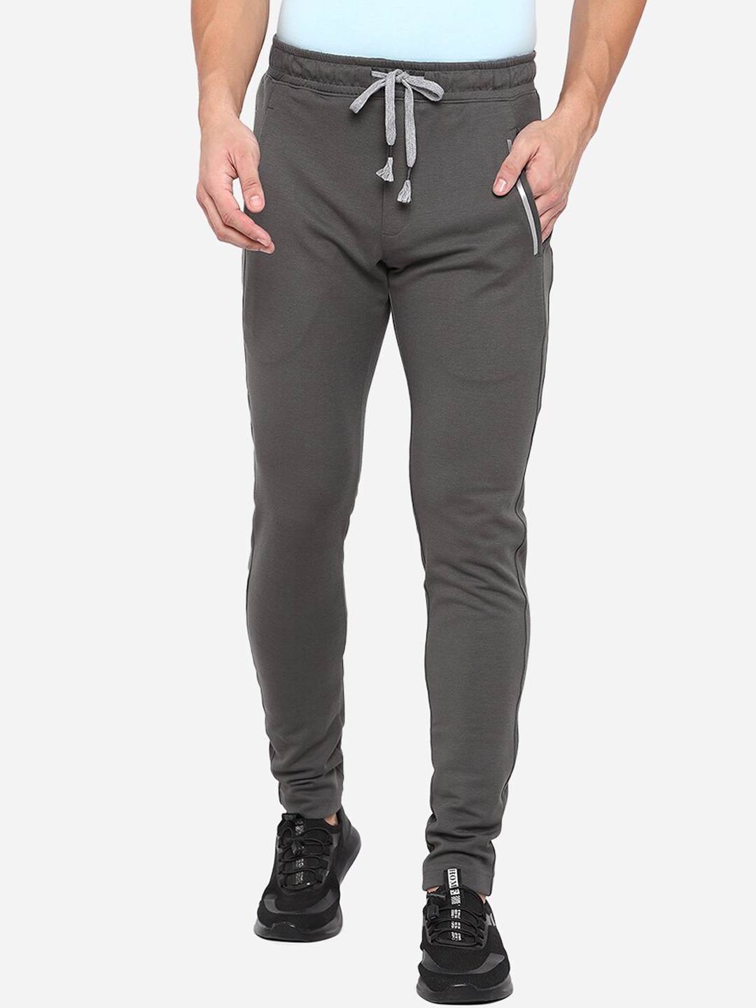 

JADE BLUE Men Grey Solid Track Pants