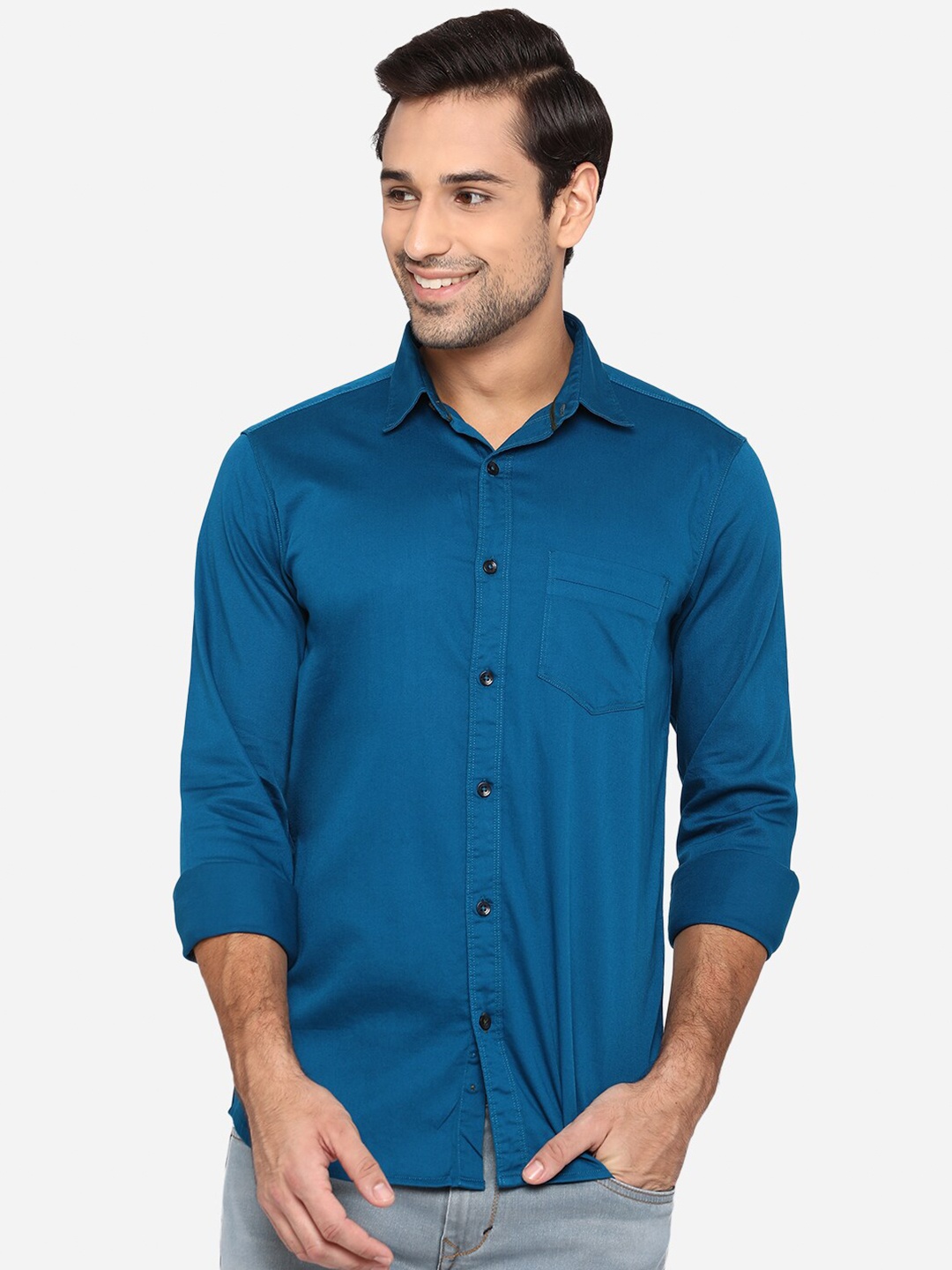 

JADE BLUE Men Blue Slim Fit Opaque Casual Shirt