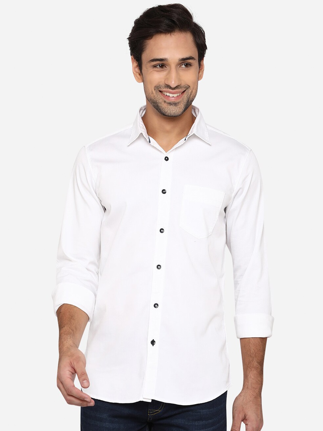 

JADE BLUE Men White Slim Fit Opaque Casual Shirt