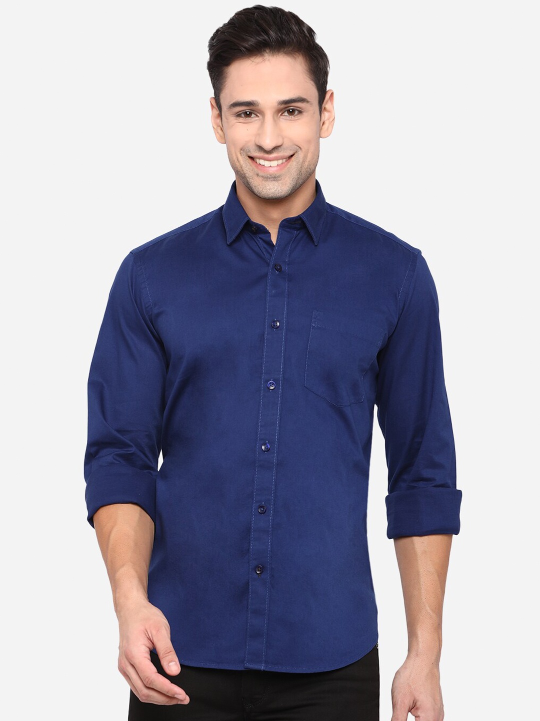 

JADE BLUE Men Navy Blue Slim Fit Opaque Casual Shirt