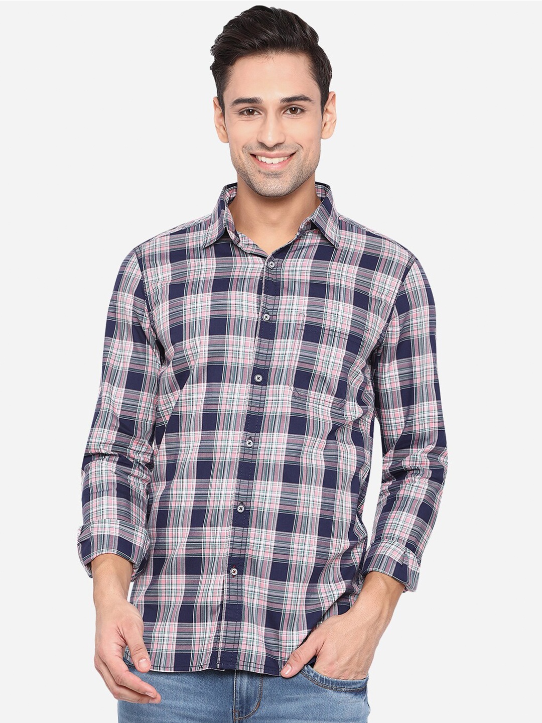 

JADE BLUE Men Multicoloured Slim Fit Opaque Checked Casual Shirt, Multi