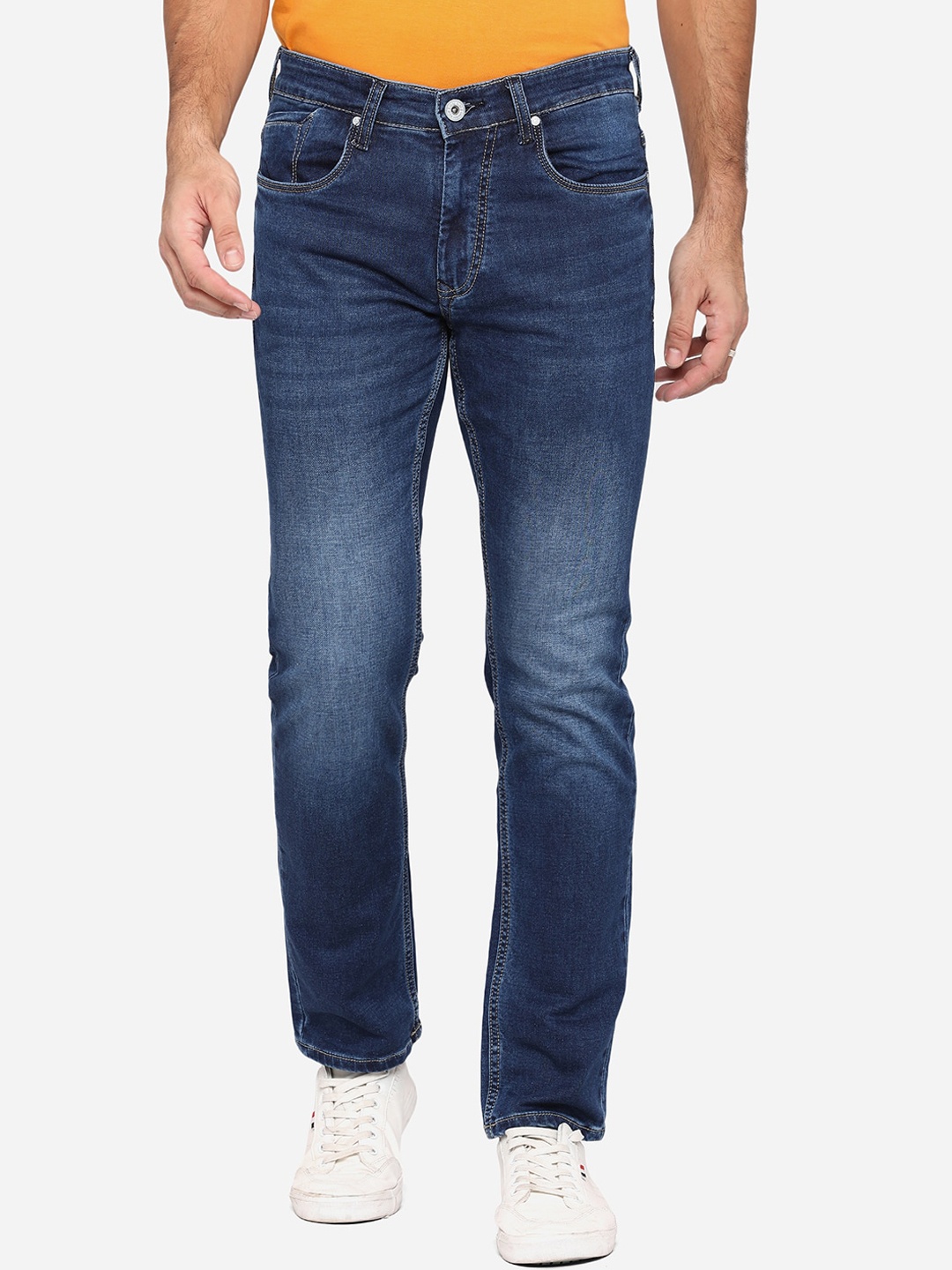 

JADE BLUE Men Blue Straight Fit Heavy Fade Stretchable Jeans