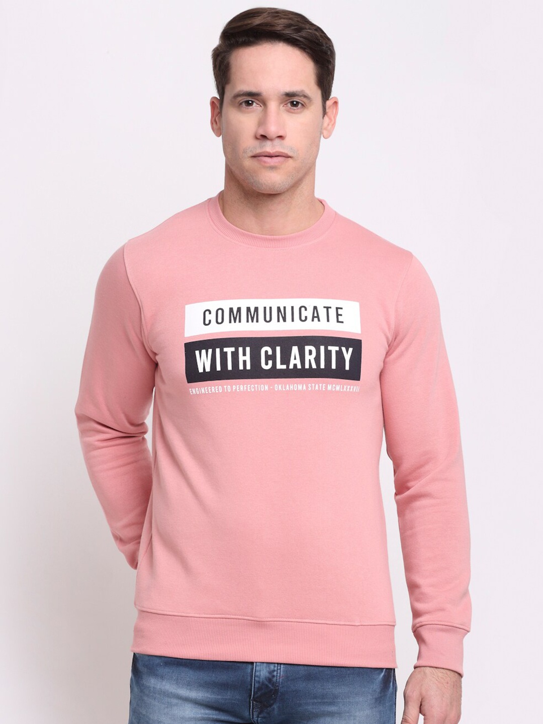 

Rodamo Men Pink Printed Sweatshirt