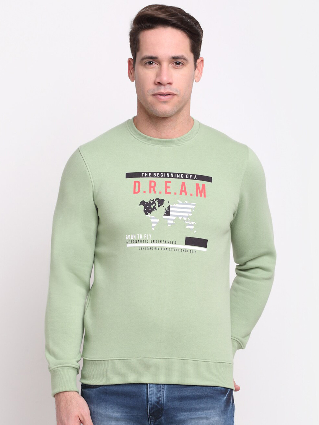 

Rodamo Men Green Printed Sweatshirt