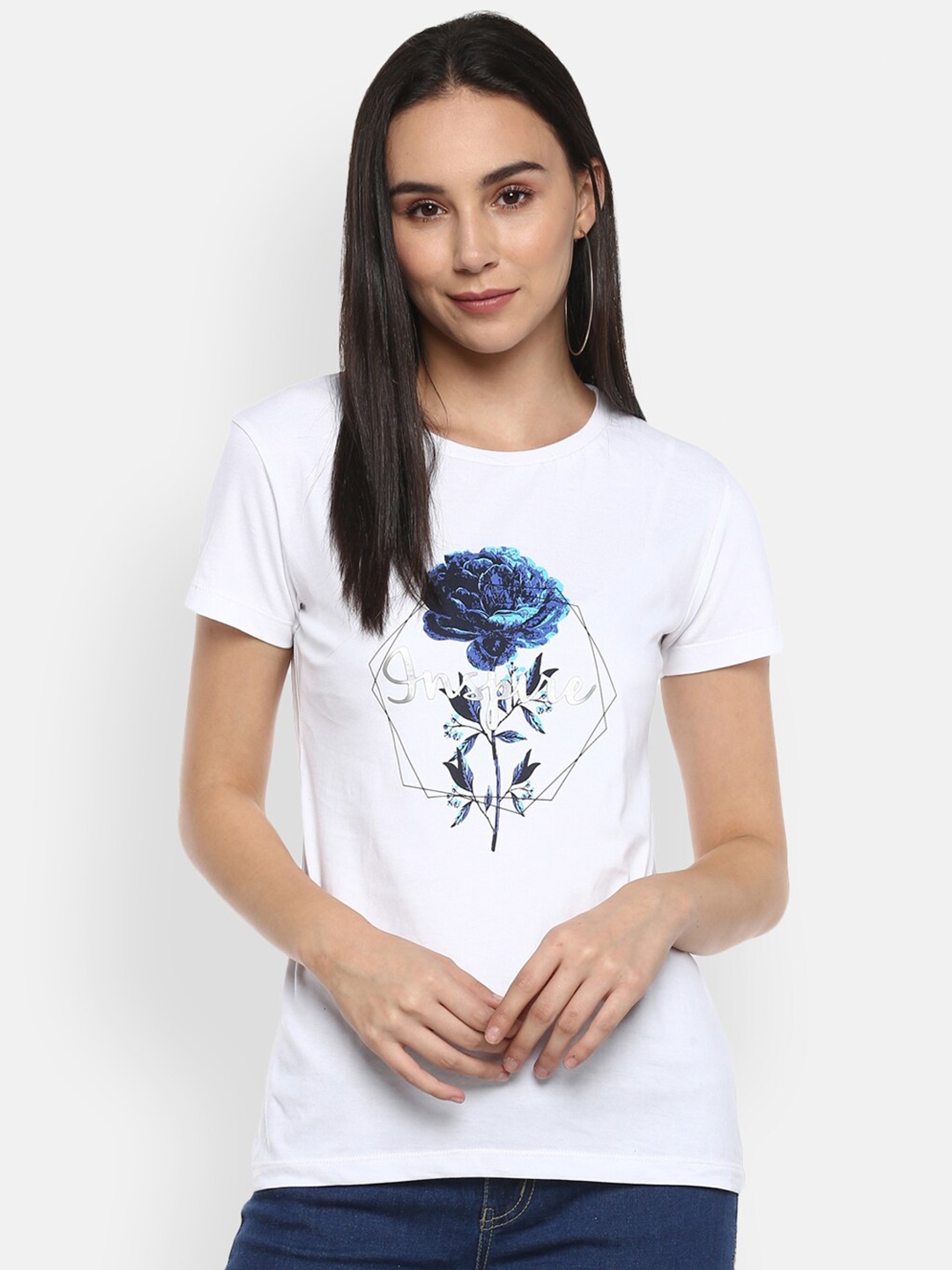

LAMOURE BY RED CHIEF Women White Printed T-shirt