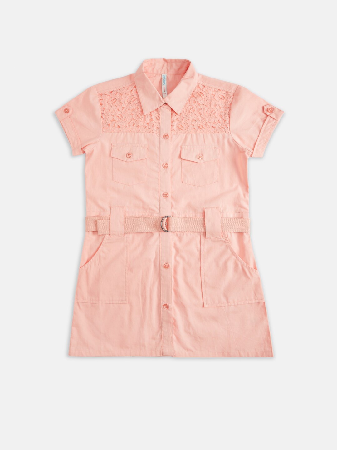 

Pantaloons Junior Peach-Coloured Shirt Style Top