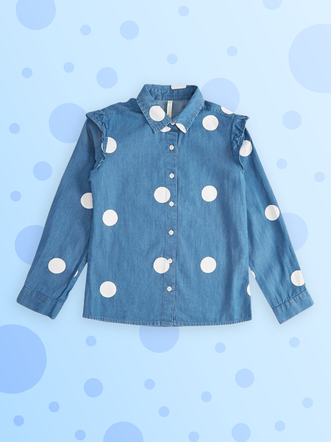 

Pantaloons Junior Blue Striped Mandarin Collar Shirt Style Top