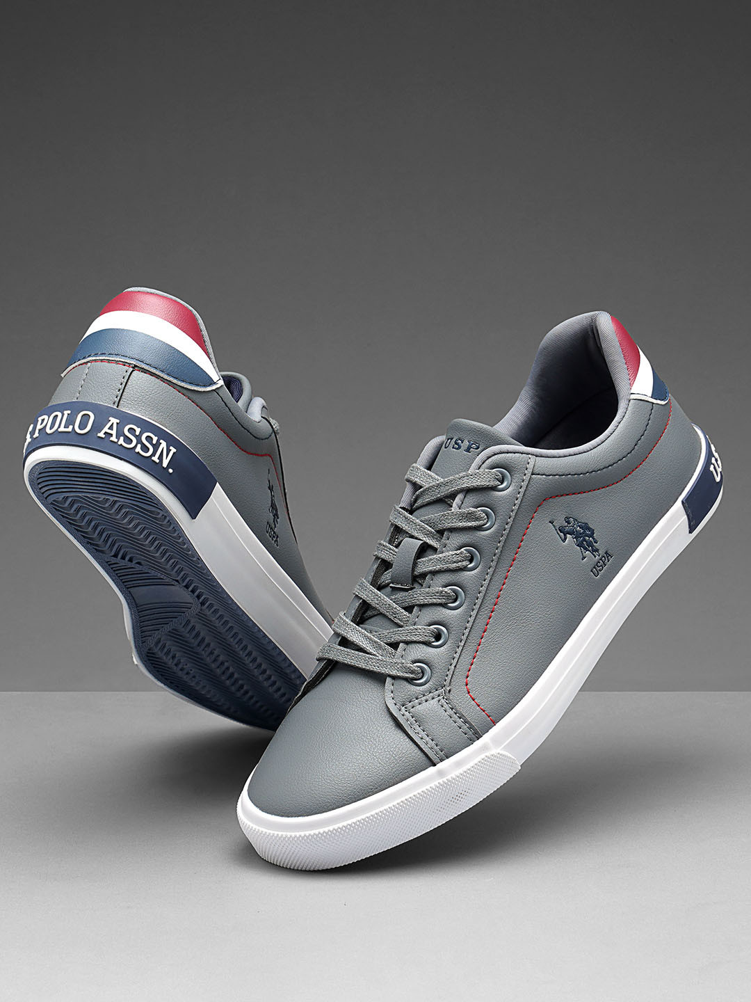 

U S Polo Assn Men Grey PU Sneakers
