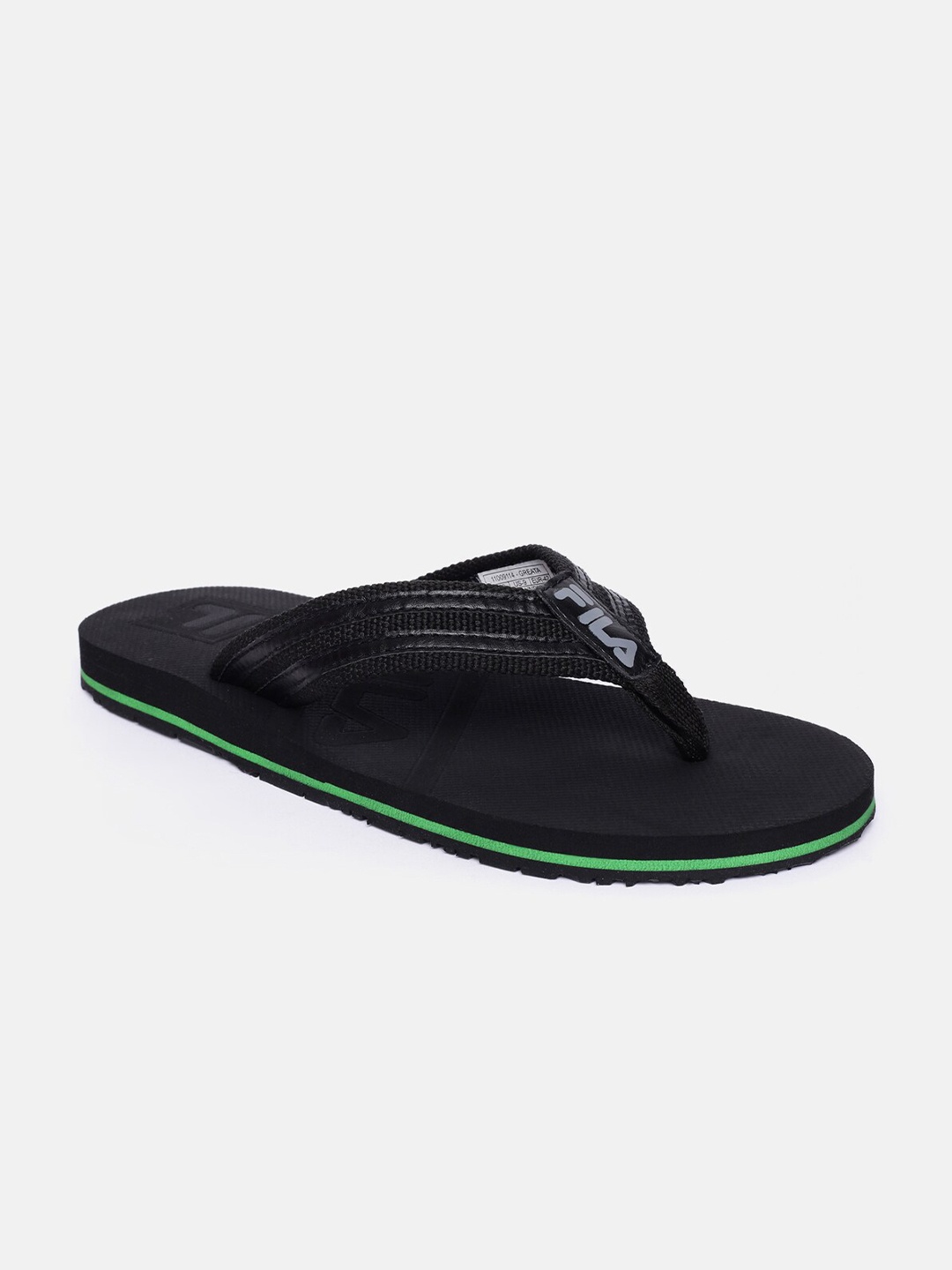 

FILA Men Black & Green Rubber Slip-On