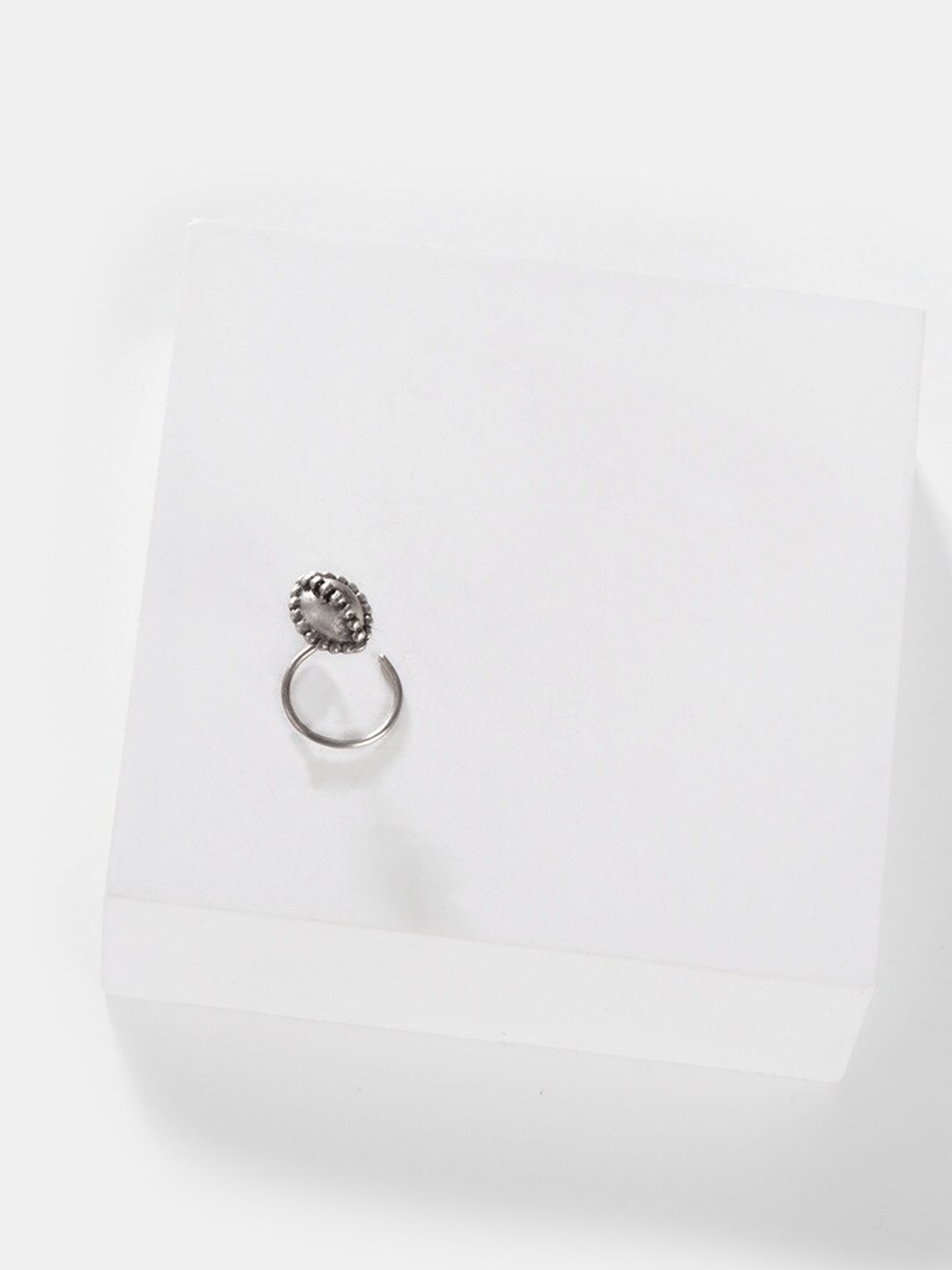 

SHAYA Silver-Toned 925 Oxidised Matte Silver Nose Pin
