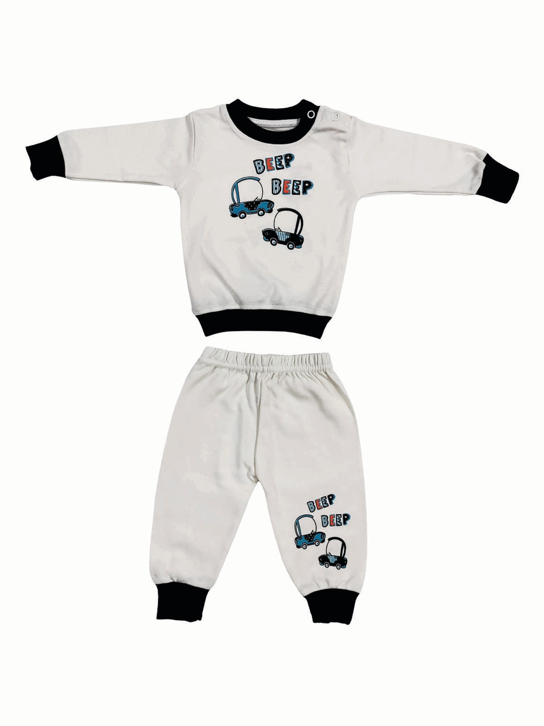 

Zoom Minimondo Kids White & Black Printed Pure Cotton Night suit
