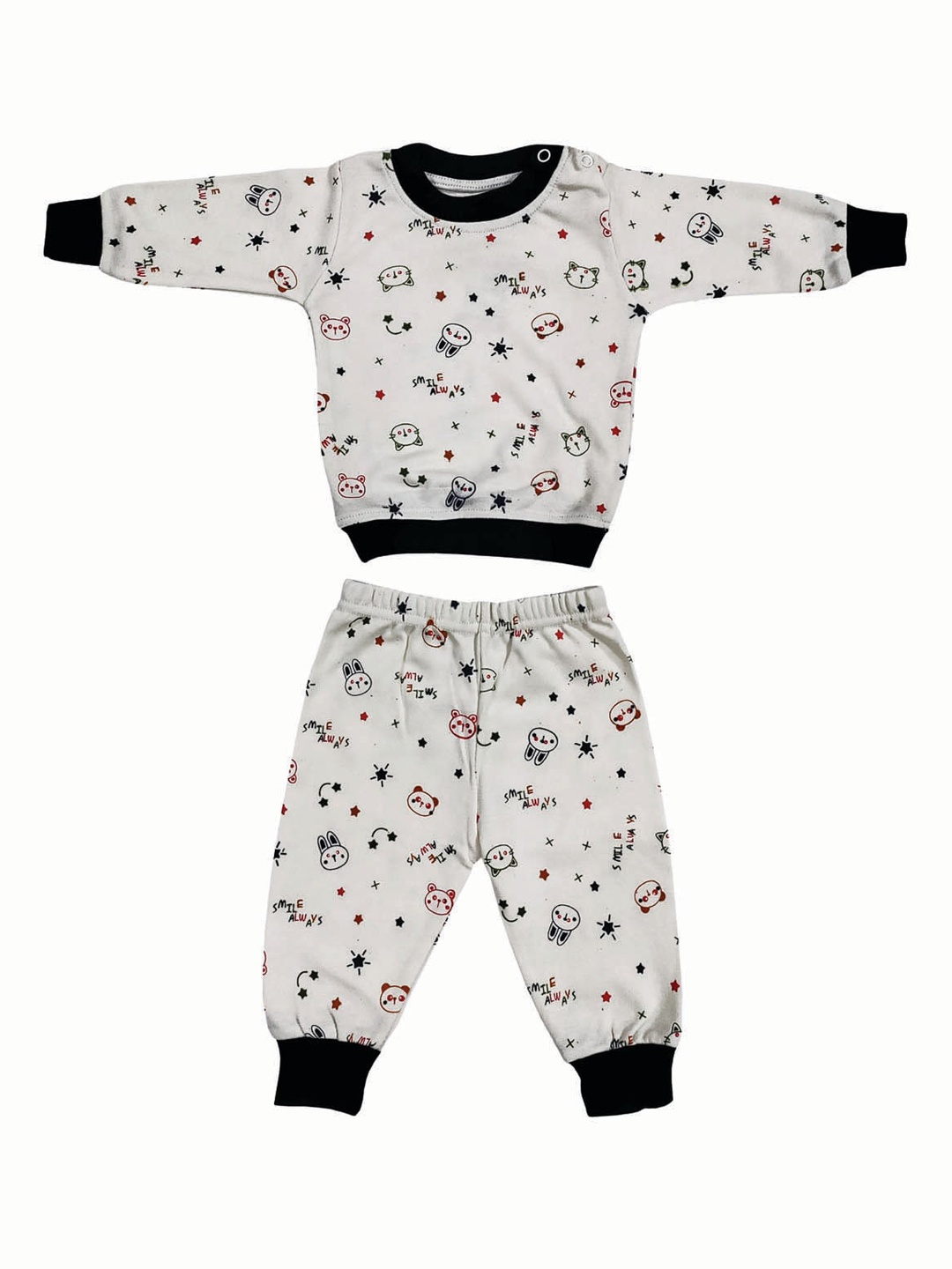 

Zoom Minimondo Unisex Kids White & Black Printed Night suit