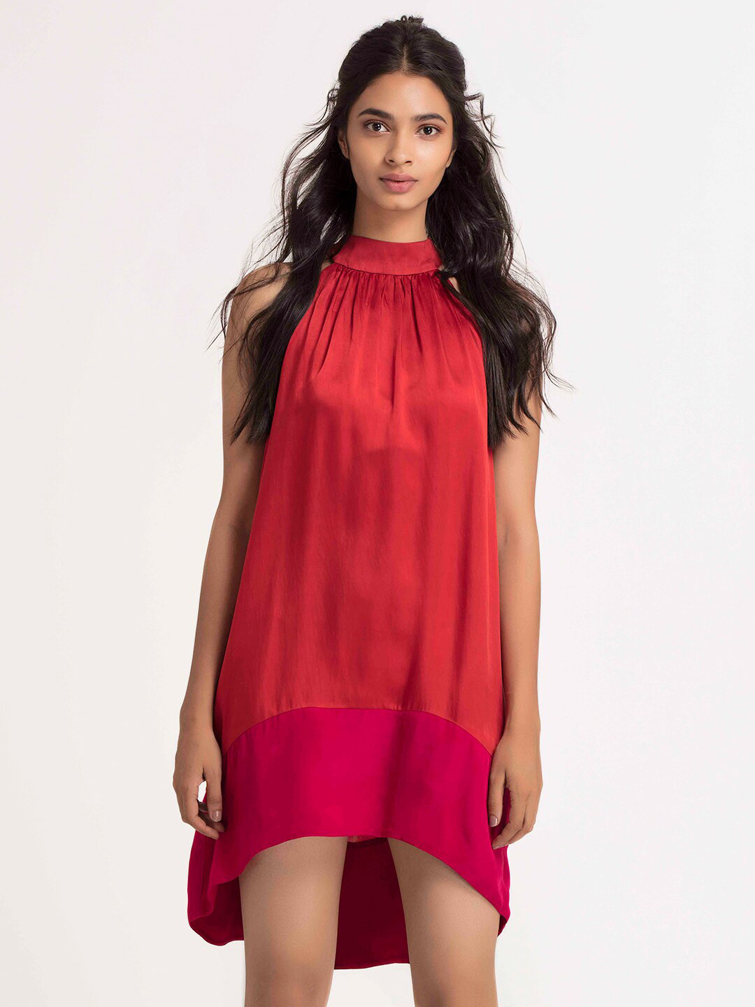 

SHAYE Halter Neck A-Line Dress, Red