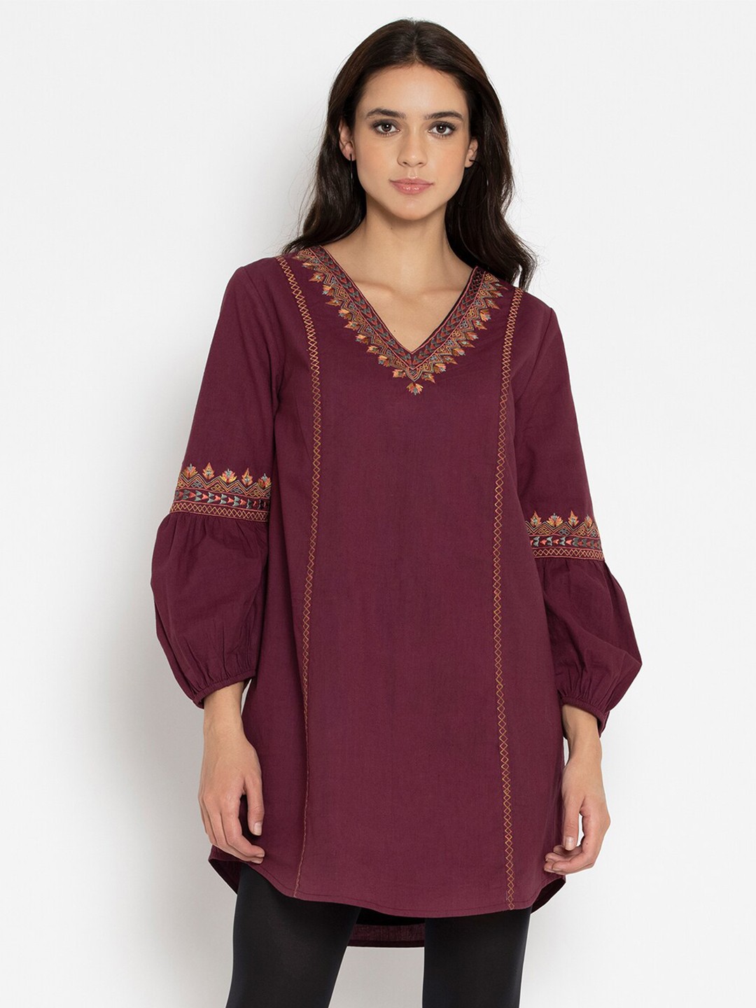

SHAYE Maroon A-Line Dress
