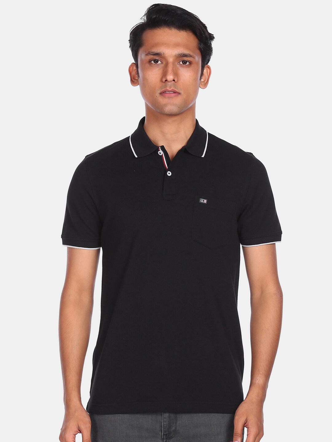 

Arrow Sport Men Black Polo Collar Cotton T-shirt