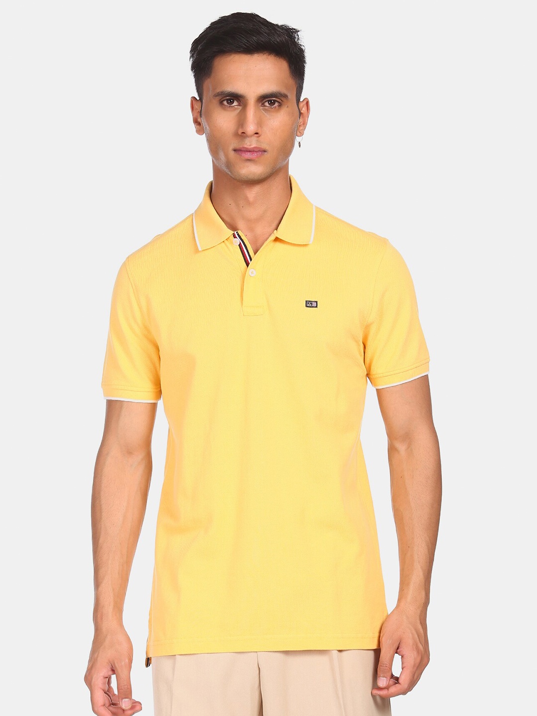 

Arrow Sport Men Yellow Polo Collar Pure Cotton T-shirt