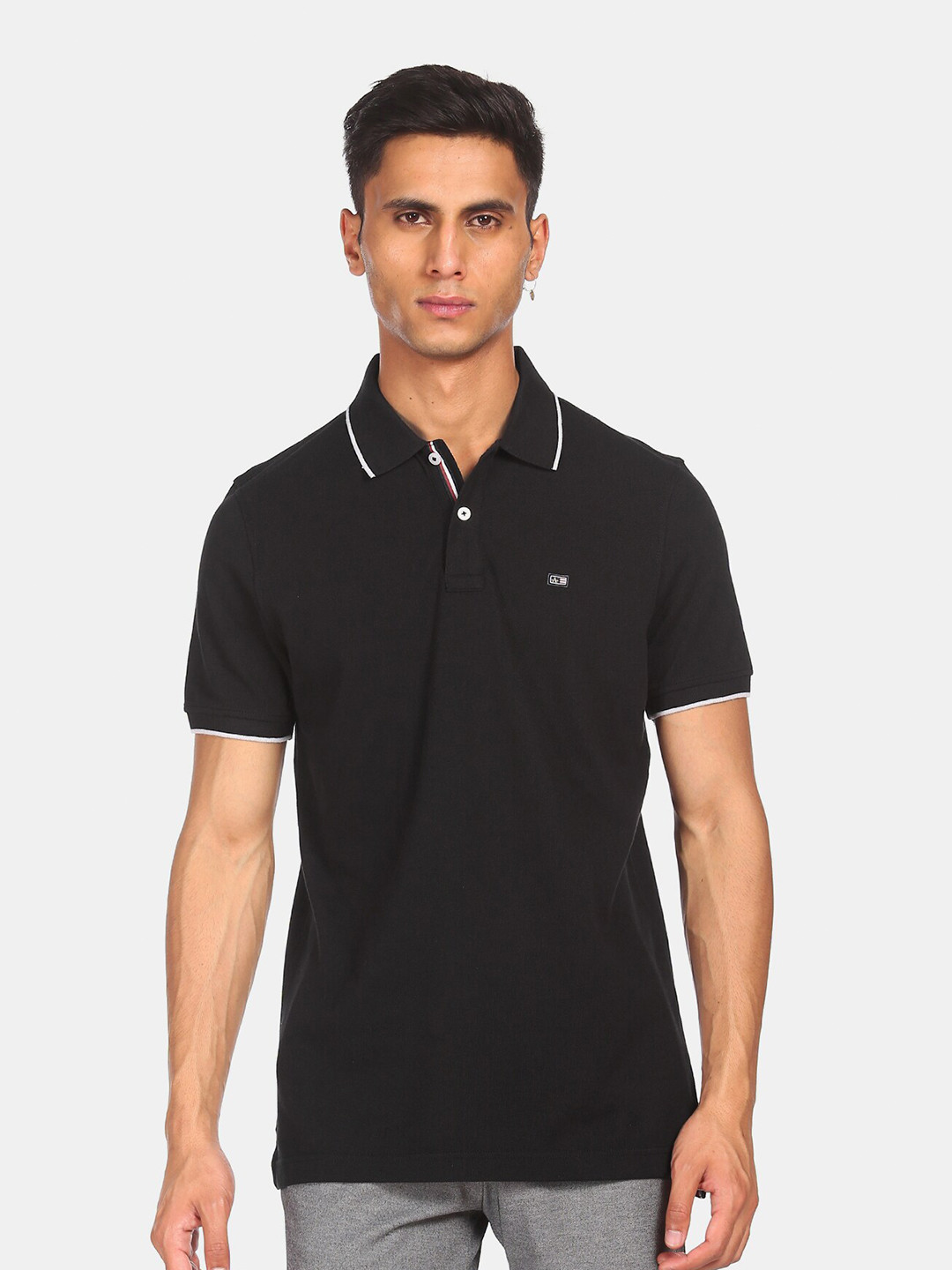 

Arrow Sport Men Black Polo Collar T-shirt