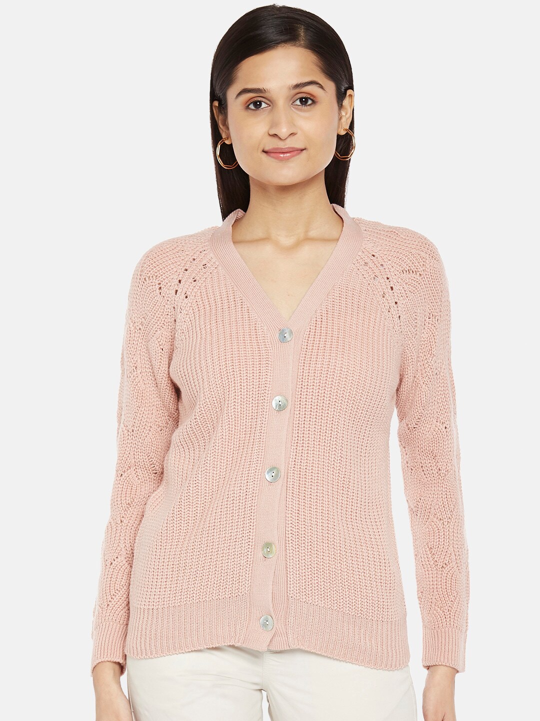 

Honey by Pantaloons Women Pink Acrylic Cardigan