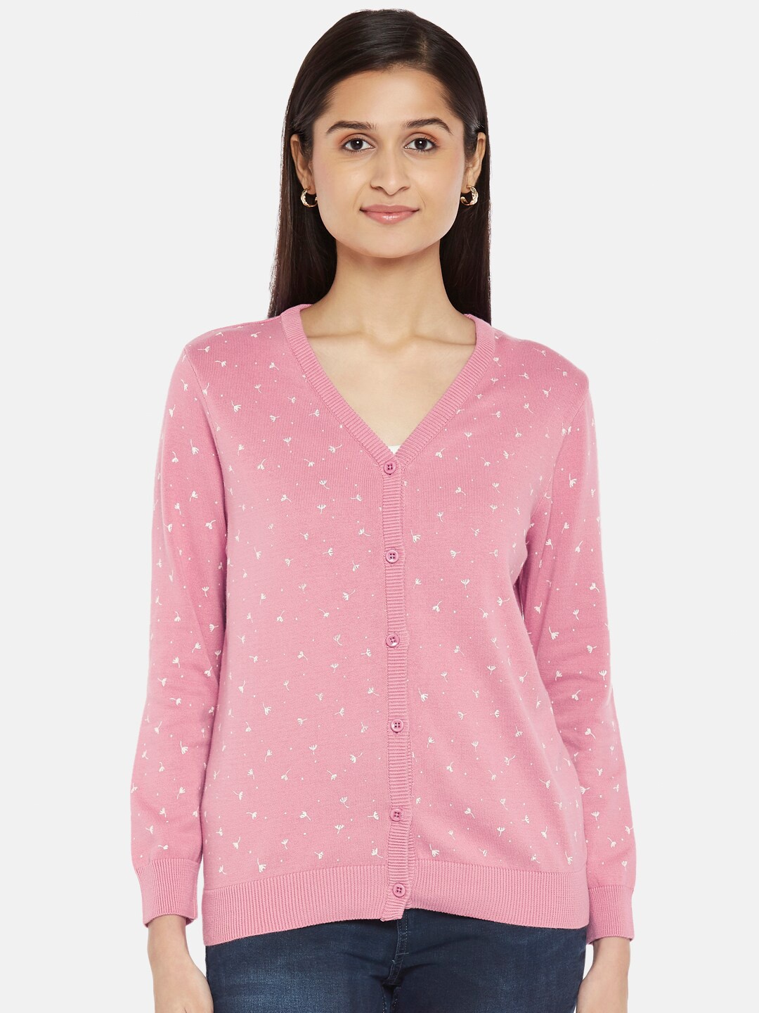 

Honey by Pantaloons Women Red Floral Cotton Cardigan