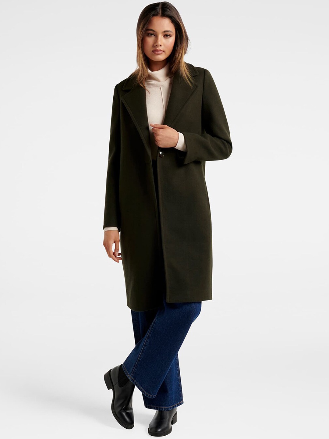 

Forever New Women Olive-Green Solid Carla Crombie Overcoat