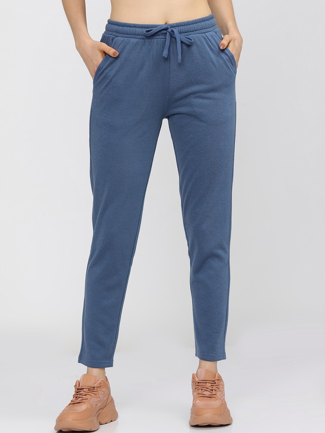 

Tokyo Talkies Women Blue Solid Slim-Fit Track Pants