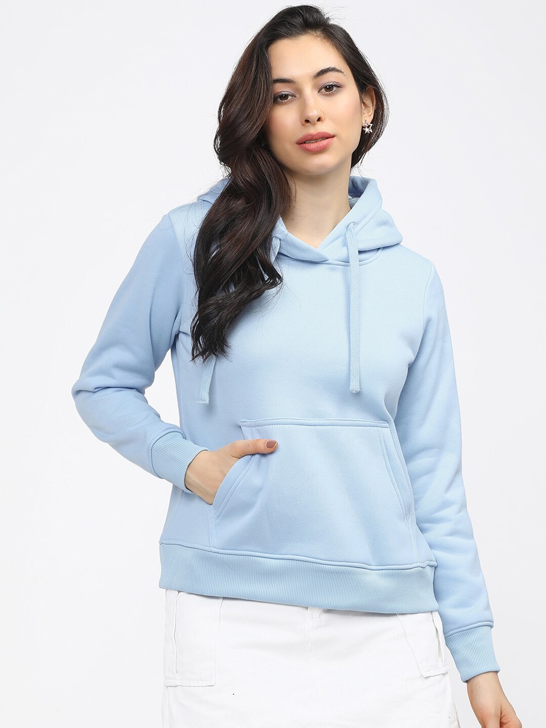 

Tokyo Talkies Women Blue Hooded Sweatshirt
