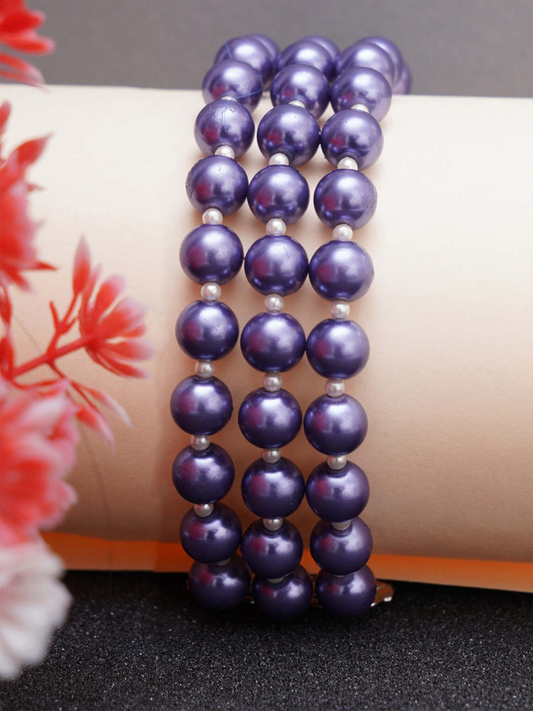 

KARATCART Women Violet Pearl Beaded Bracelet