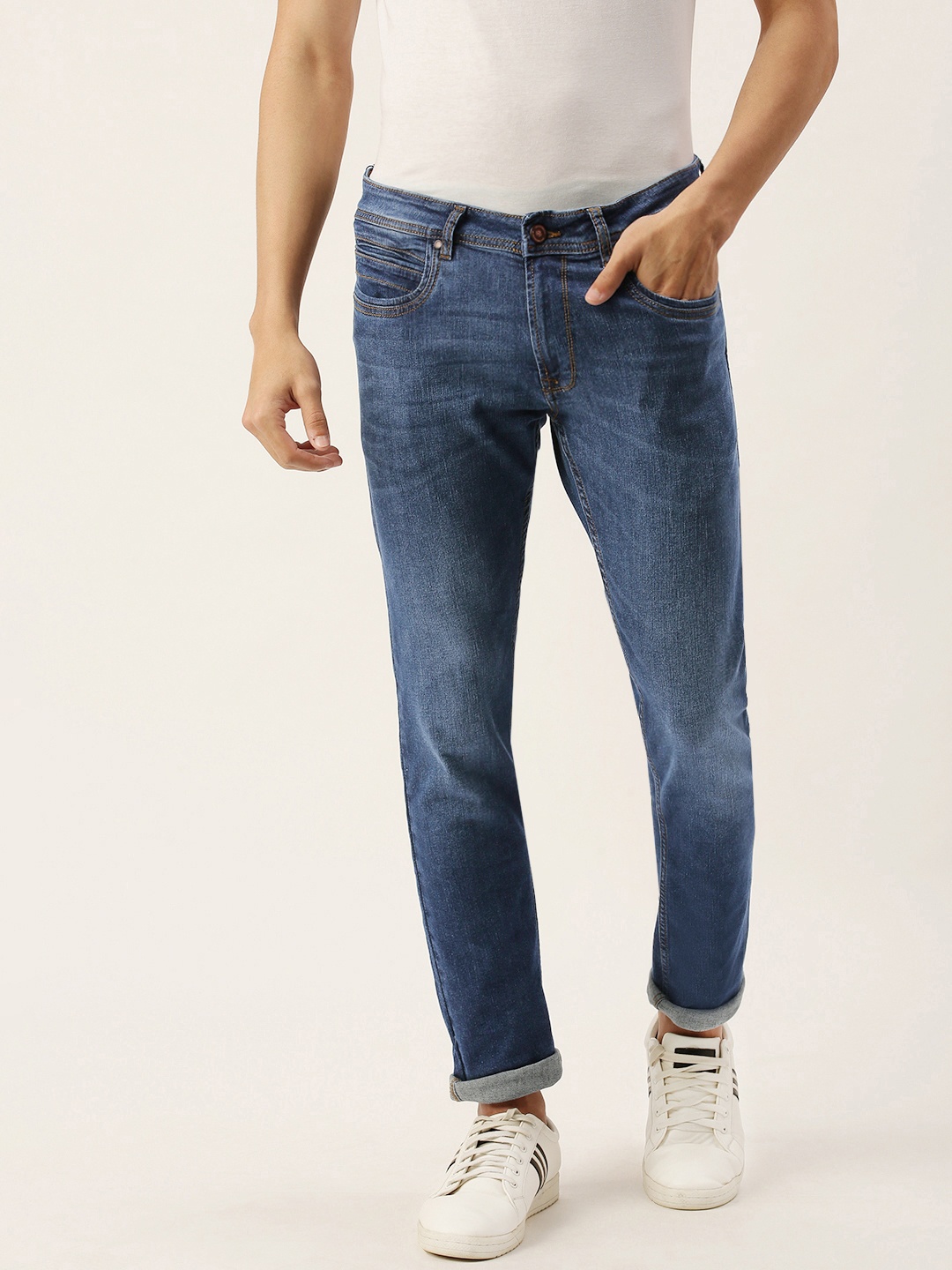 

PETER ENGLAND UNIVERSITY Men Blue Slim Fit Mid-Rise Light Fade Jeans