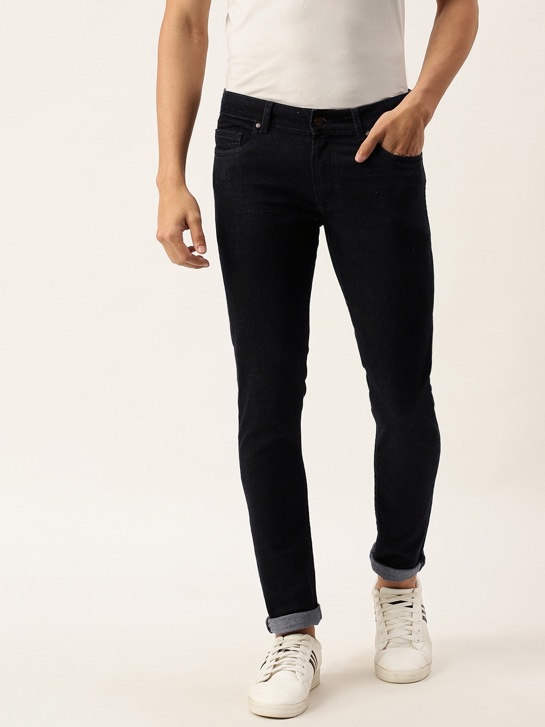 

PETER ENGLAND UNIVERSITY Men Black Skinny Fit Printed Stretchable Jeans