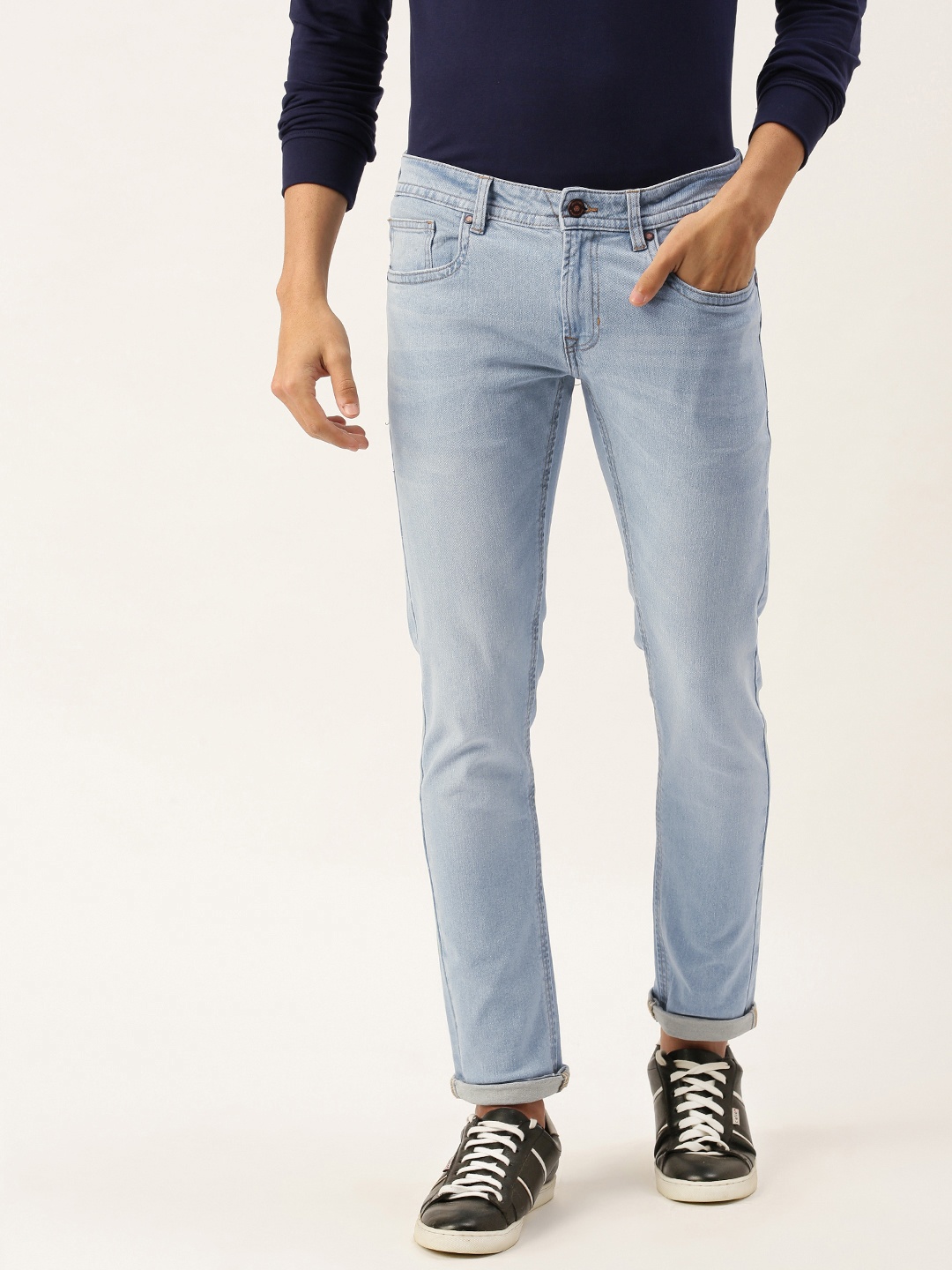 

PETER ENGLAND UNIVERSITY Men Blue Super Skinny Fit Mid-Rise Clean Look Jeans