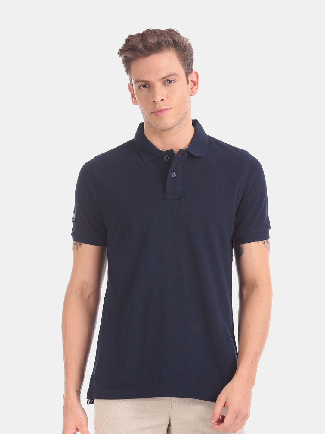 

U S Polo Assn Men Blue Polo Collar T-shirt