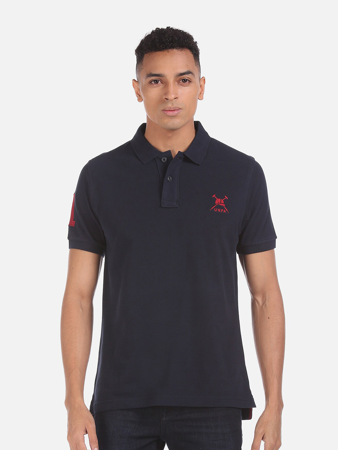 

U S Polo Assn Men Blue Polo Collar T-shirt