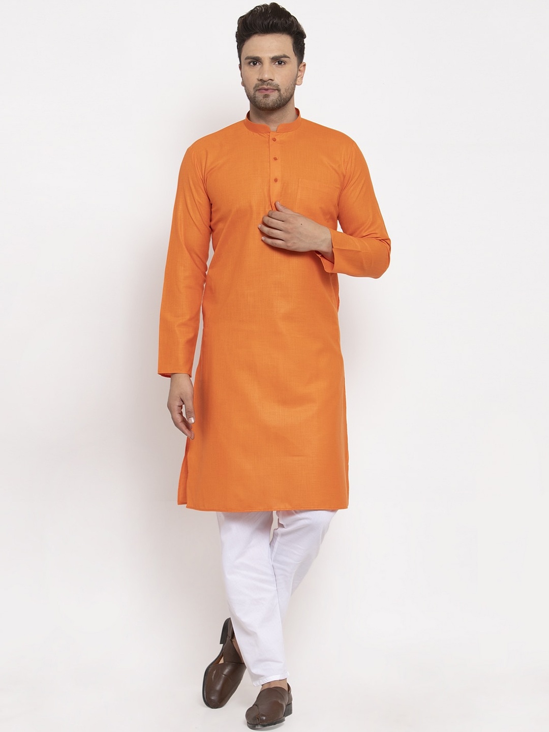 

GRACIT Men Orange Regular Kurta with Pyjamas