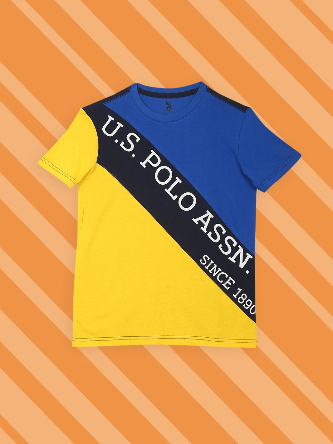 

U.S. Polo Assn. Kids Boys Yellow & Blue Typography Printed T-shirt