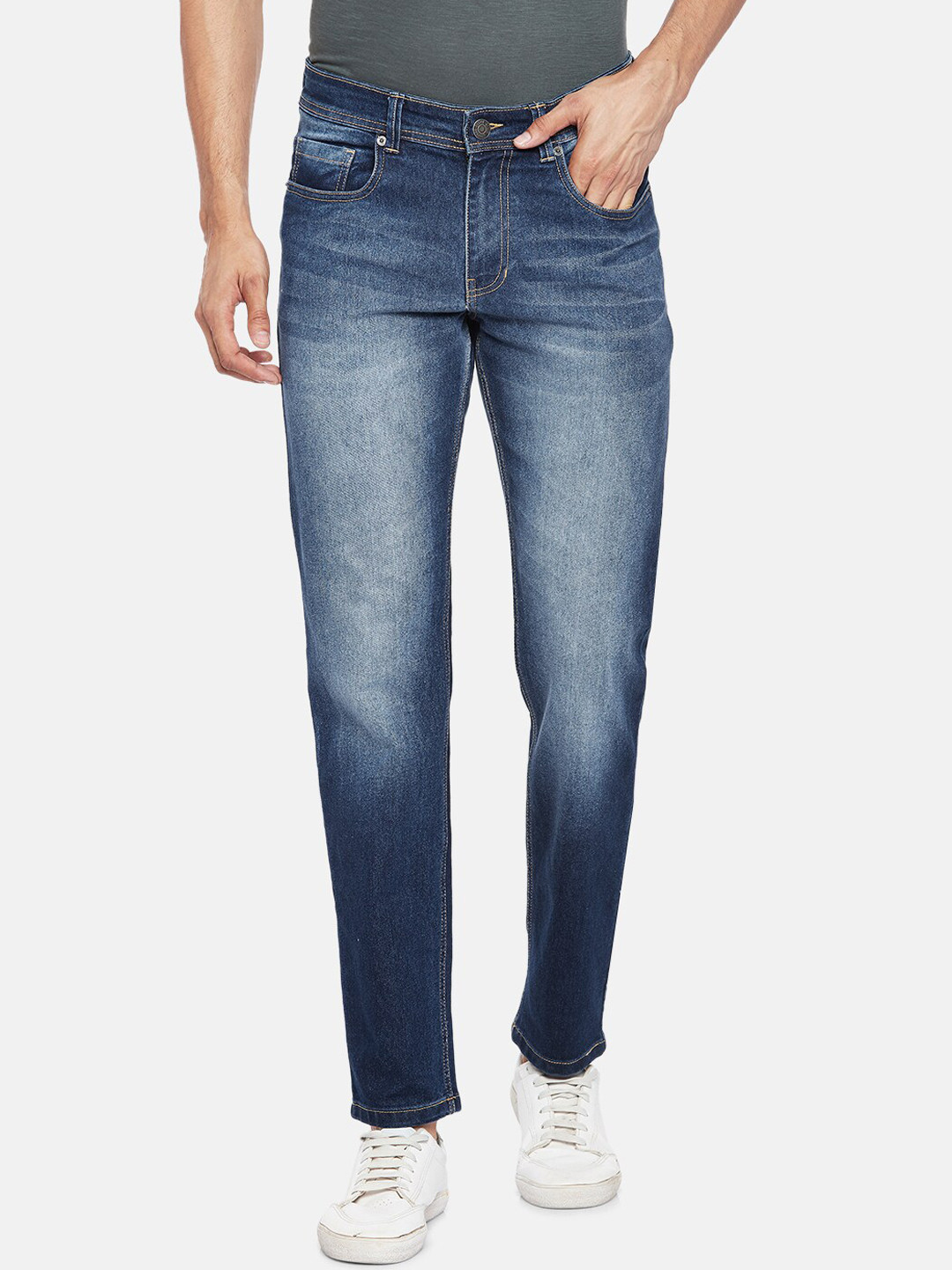 

People Men Blue Slim Fit Pure Cotton Heavy Fade Jeans