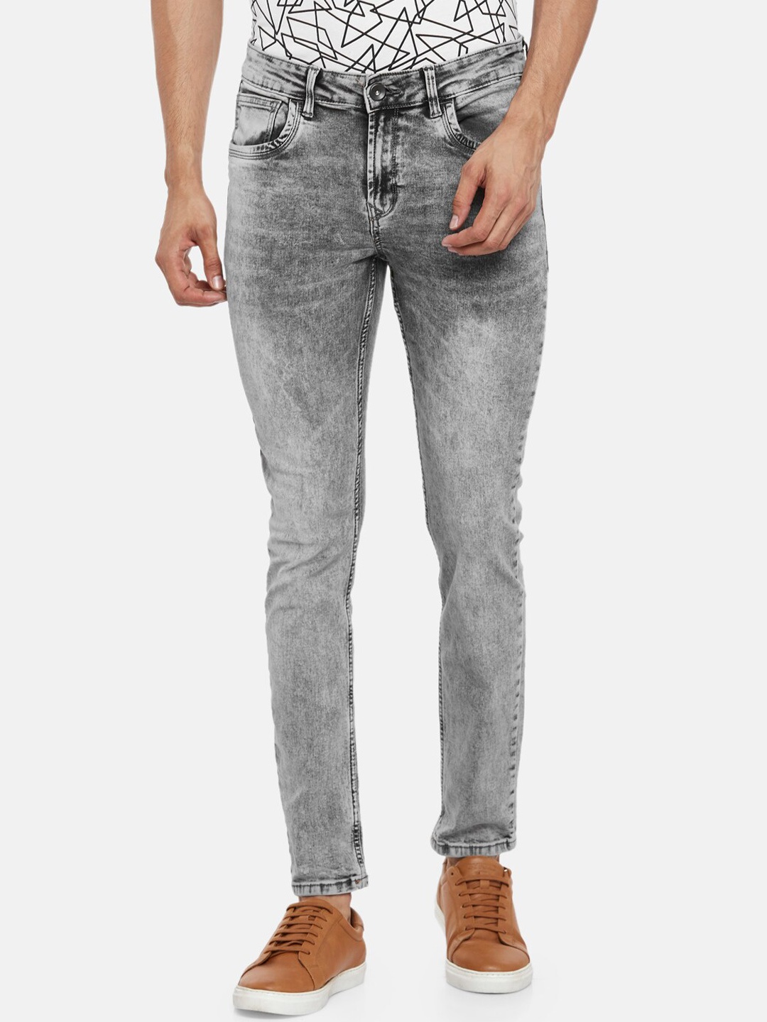 

SF JEANS by Pantaloons Men Grey Skinny Fit Heavy Fade Jeans