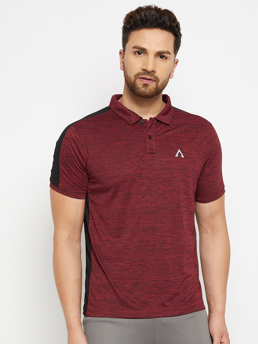 

AUSTIEX Men Maroon Self Design Polo Collar Sports T-shirt