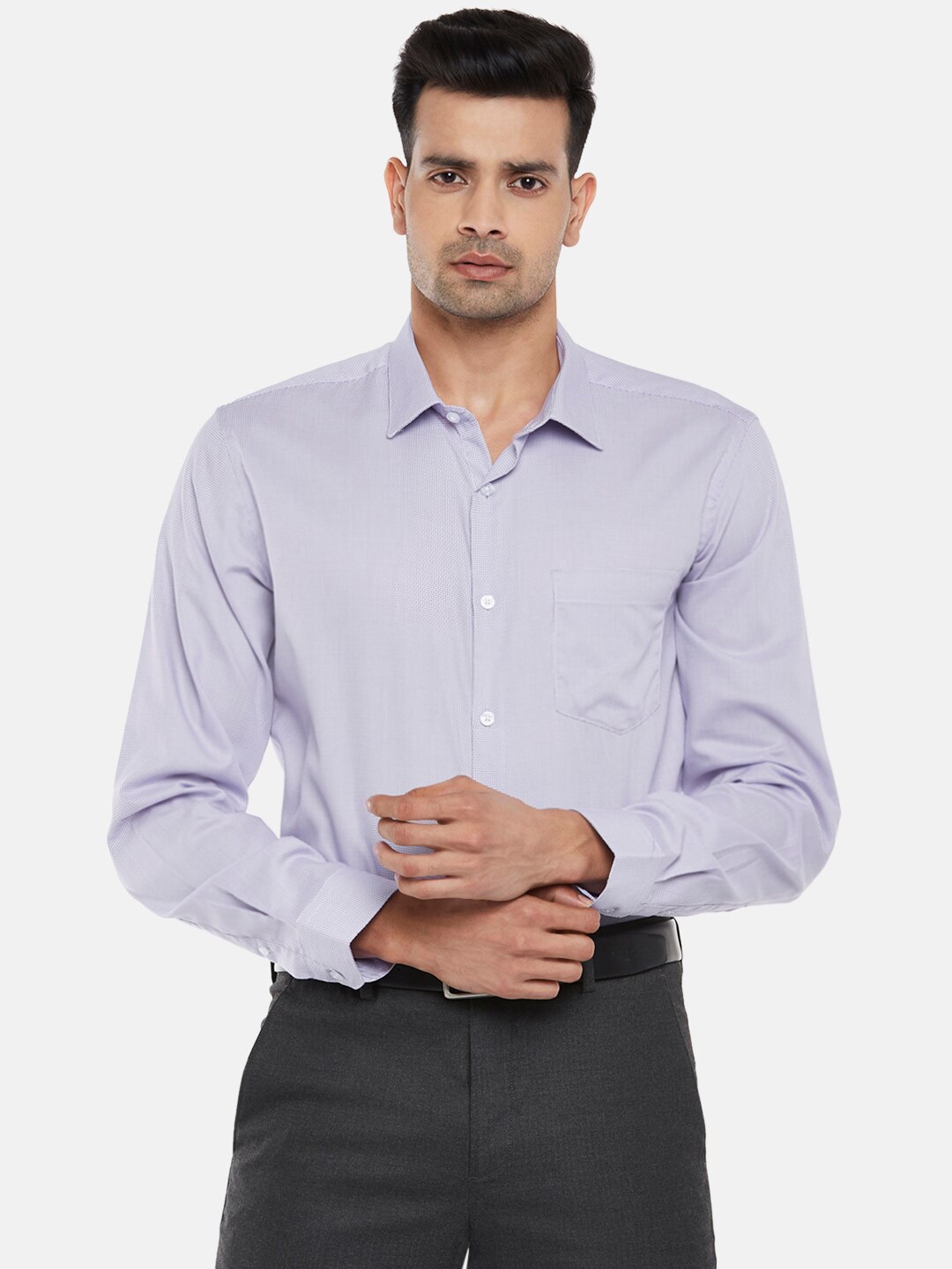 

BYFORD by Pantaloons Men Purple Slim Fit Pure Cotton Formal Shirt