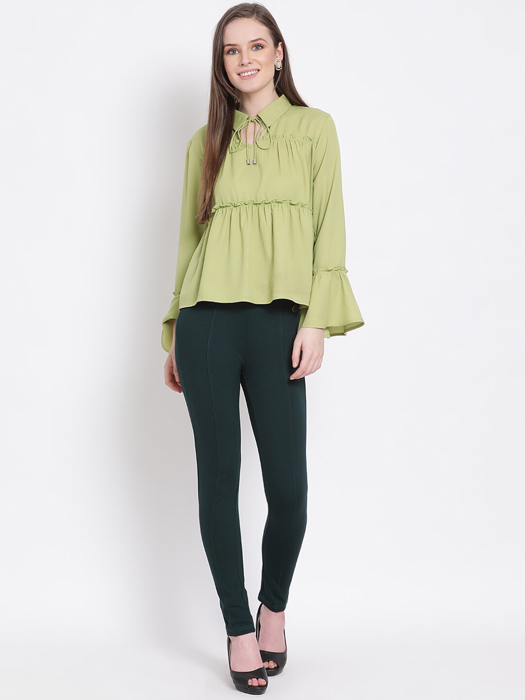 

DRAAX Fashions Women Olive Green & Green Top with Jeggings