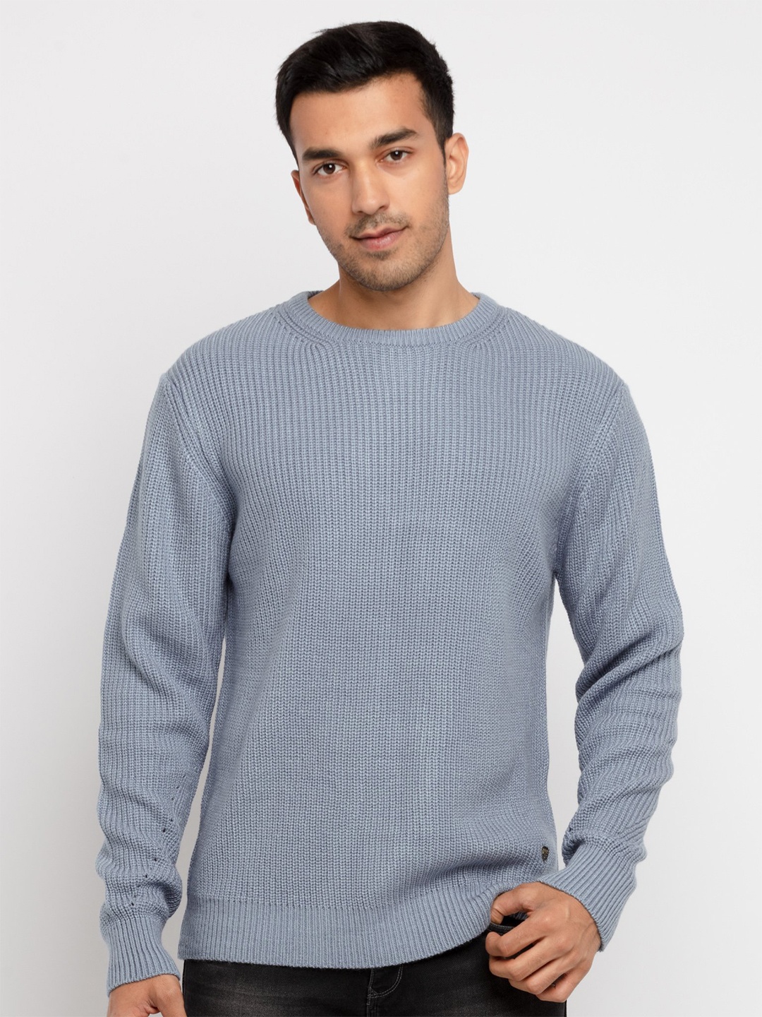 

Status Quo Men Grey Round Neck Sweater