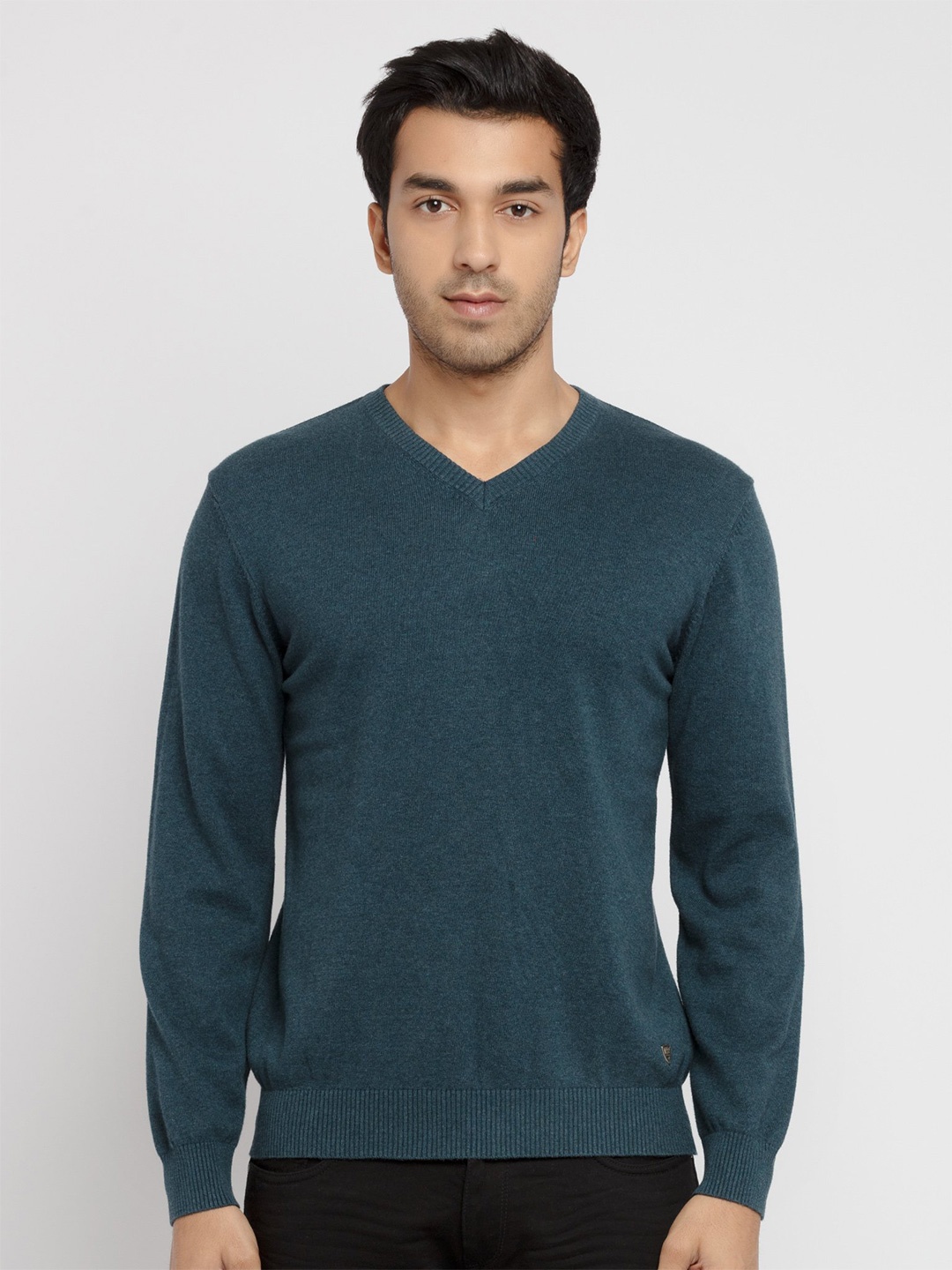 

Status Quo Men Teal Blue Cotton Pullover