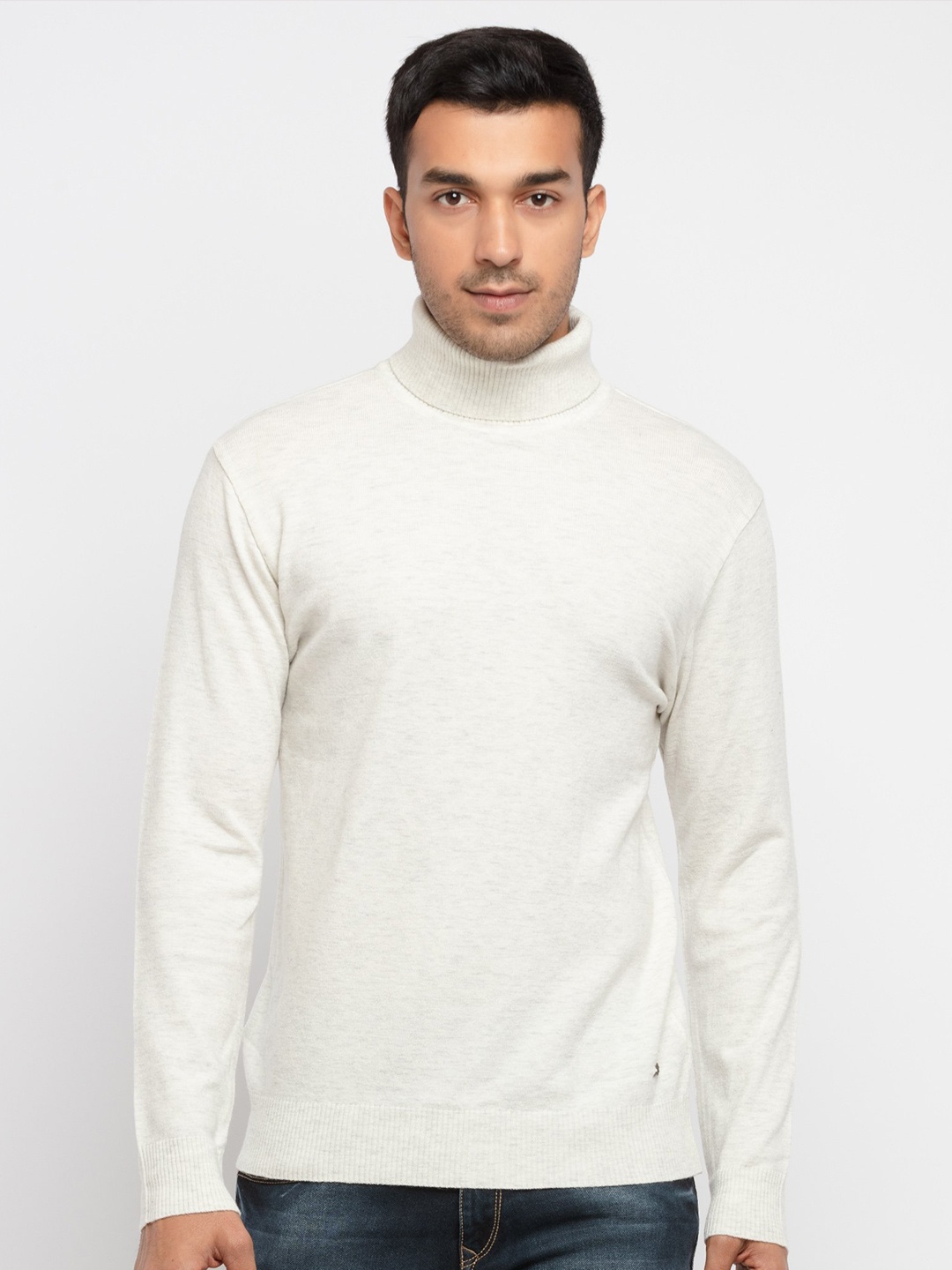 

Status Quo Men White High Neck Sweater