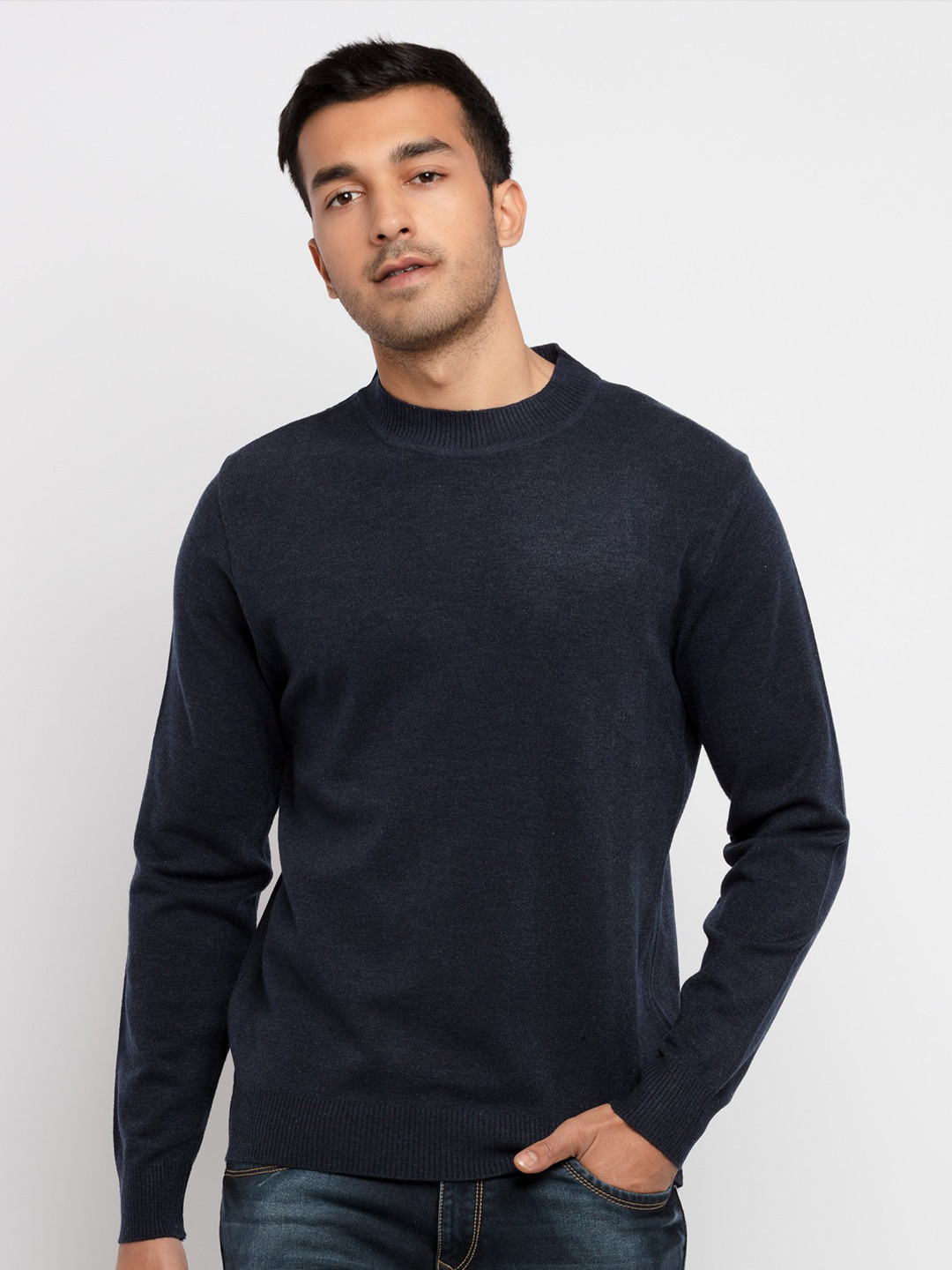 

Status Quo Men Navy Blue Acrylic Pullover