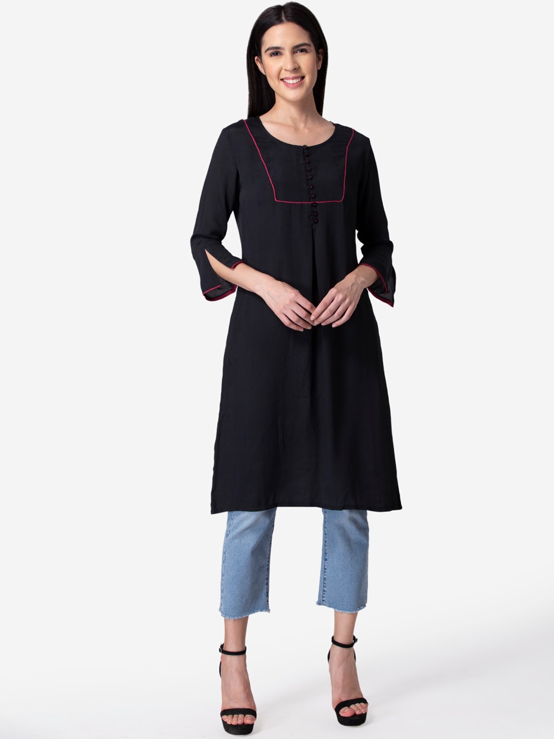 

Modriba Women Black Crepe Kurta