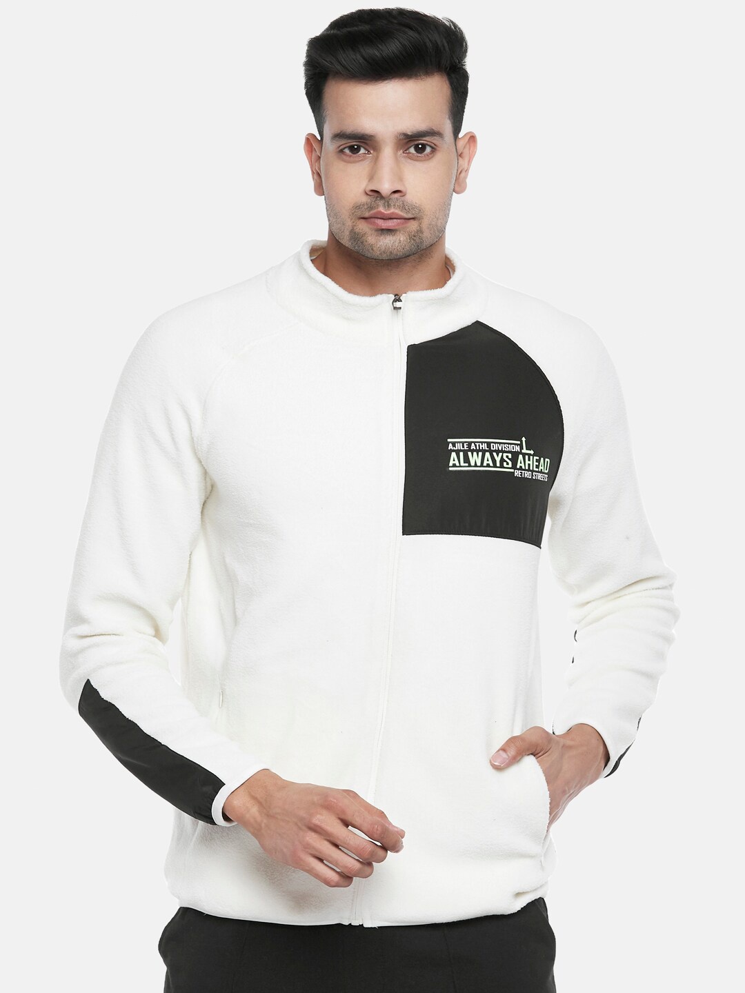 

Ajile by Pantaloons Men Off White Colourblocked Sweatshirt