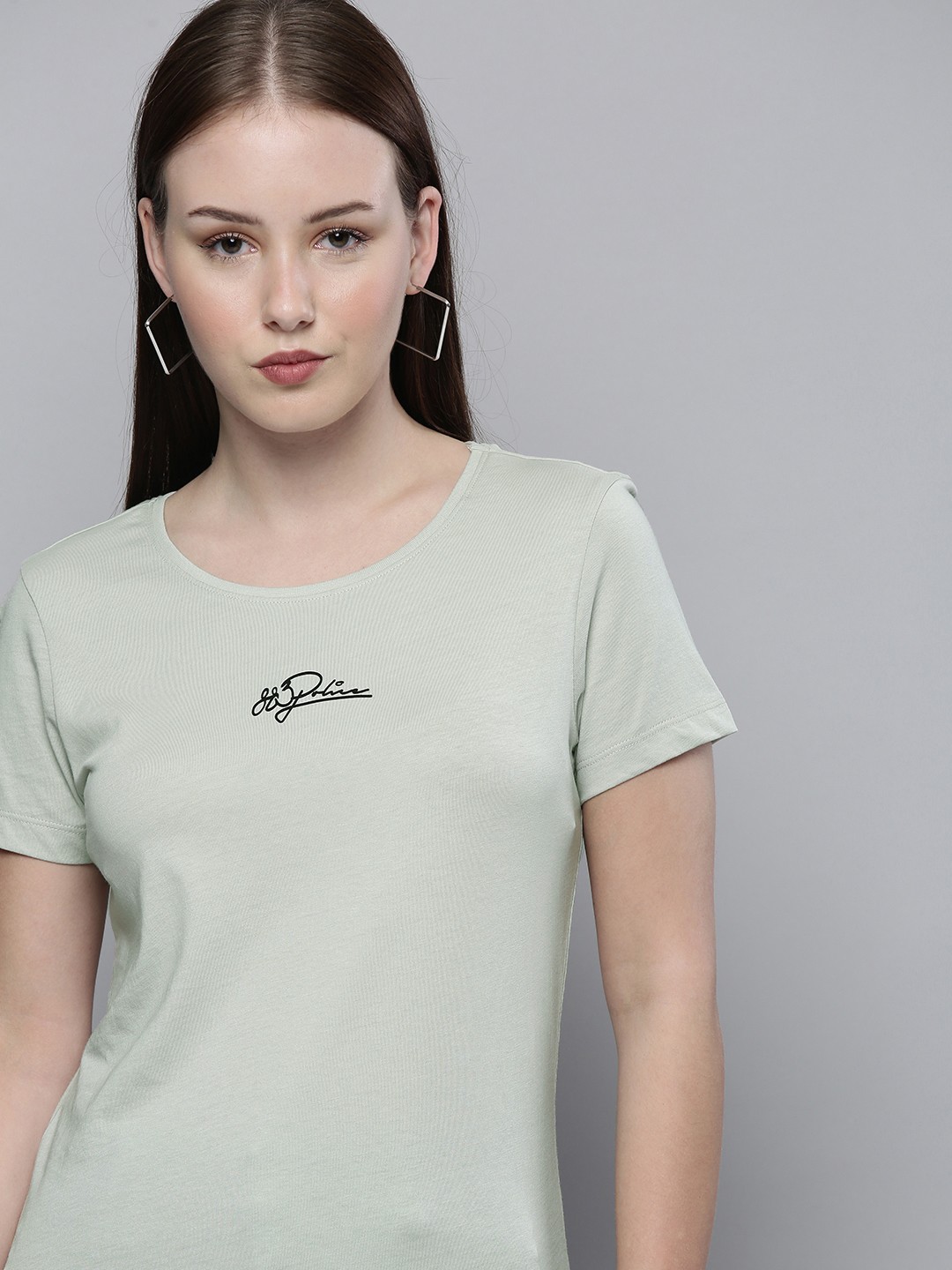 

883 Police Women Grey Cotton T-shirt